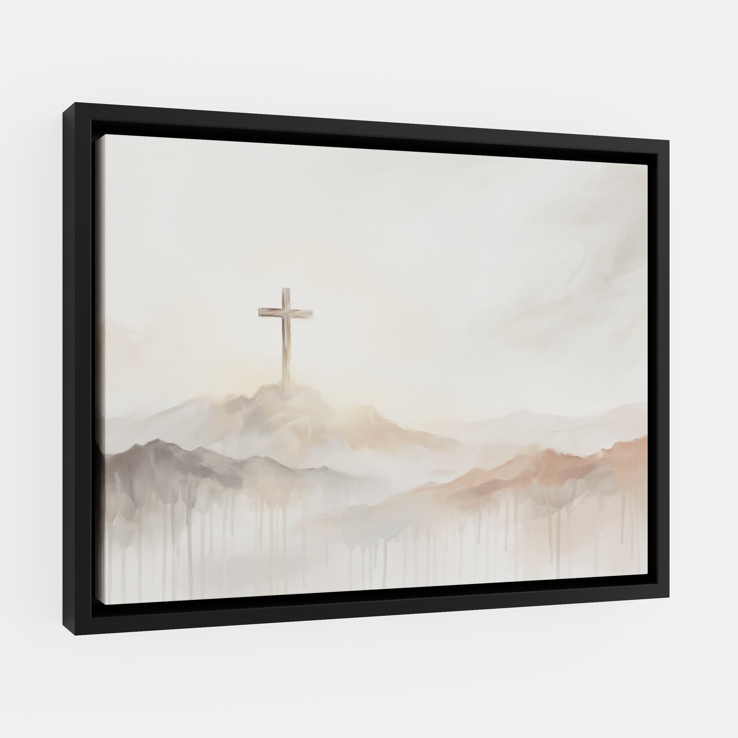 Misty Cross on Mountain - Canvas