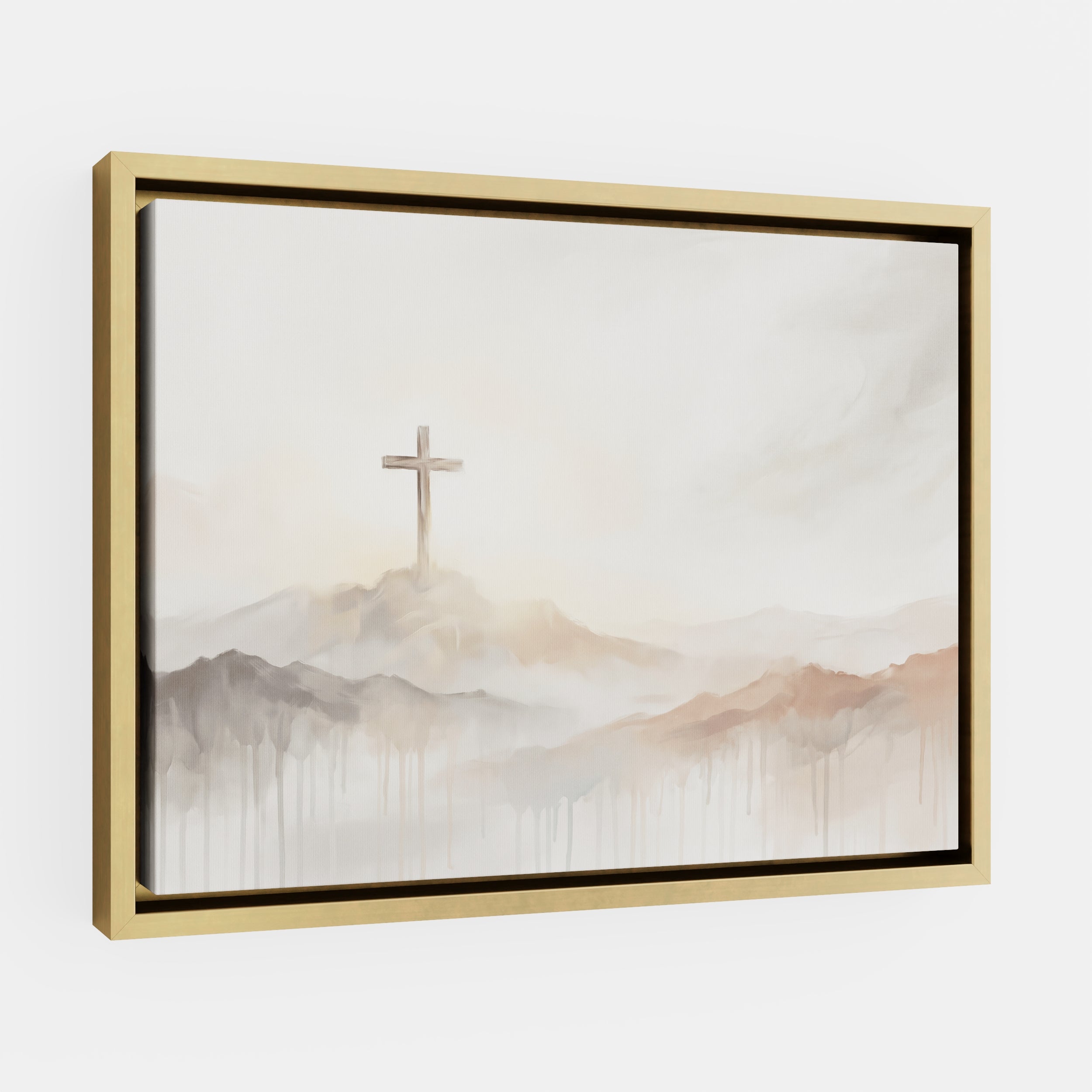 Misty Cross on Mountain - Canvas
