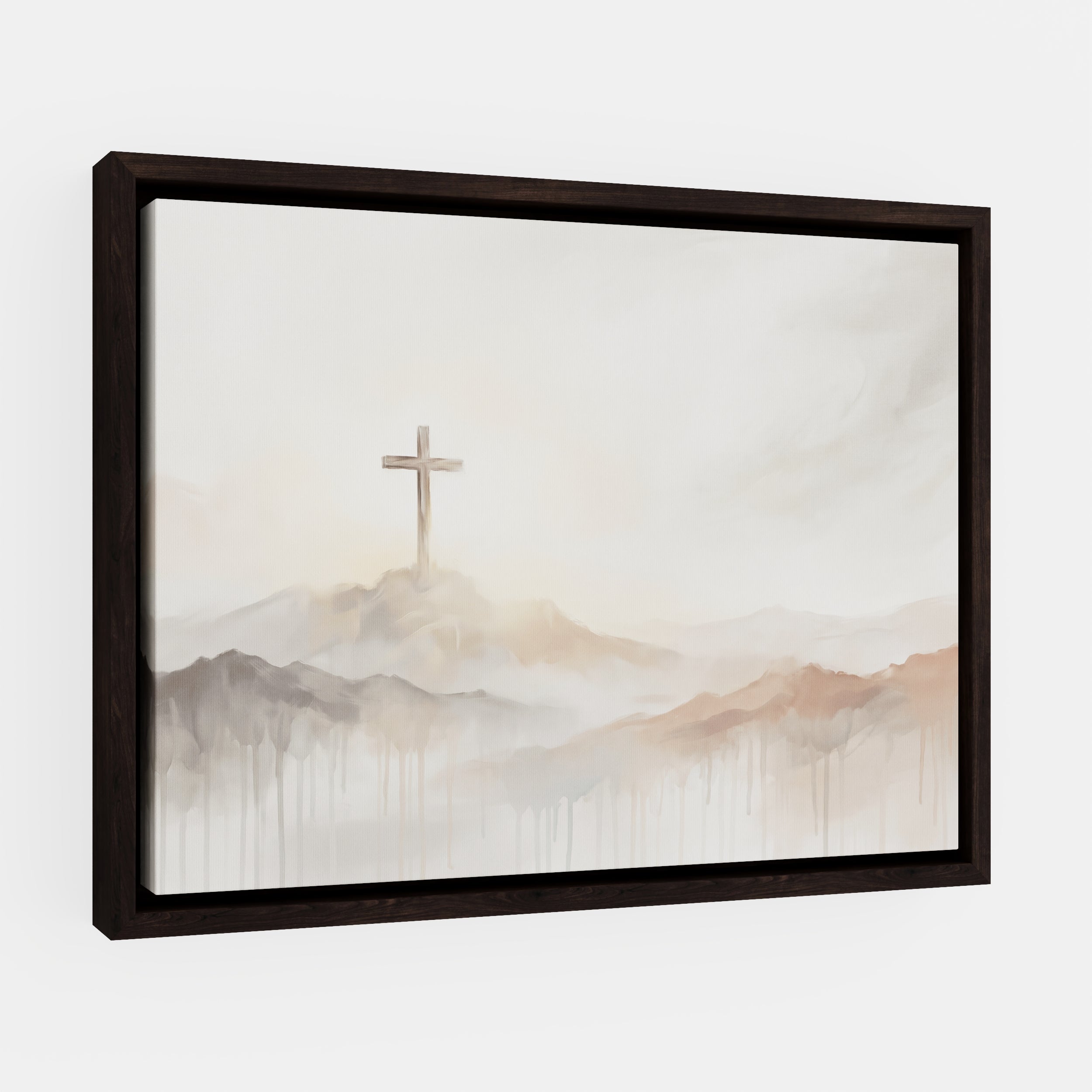 Misty Cross on Mountain - Canvas