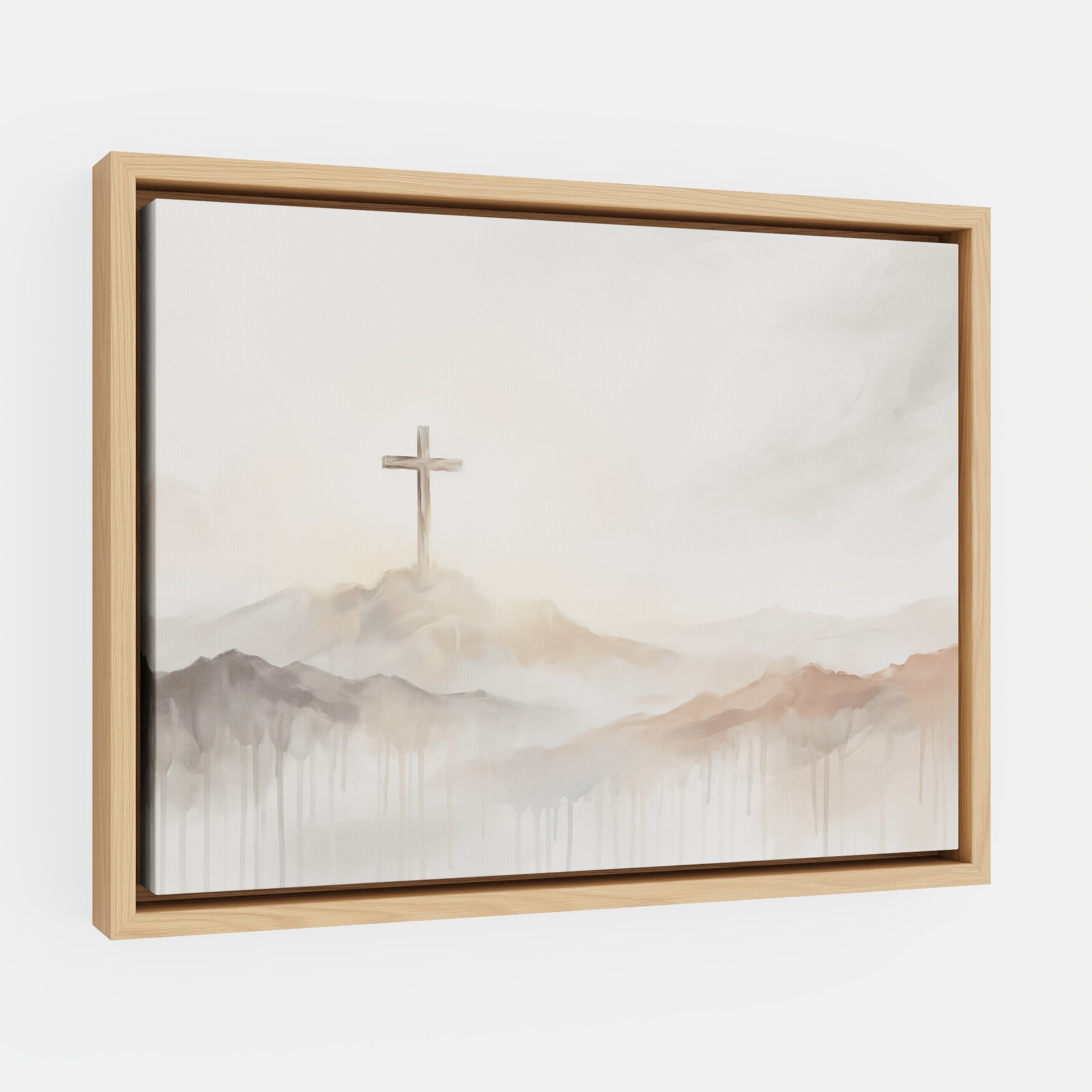 Misty Cross on Mountain - Canvas