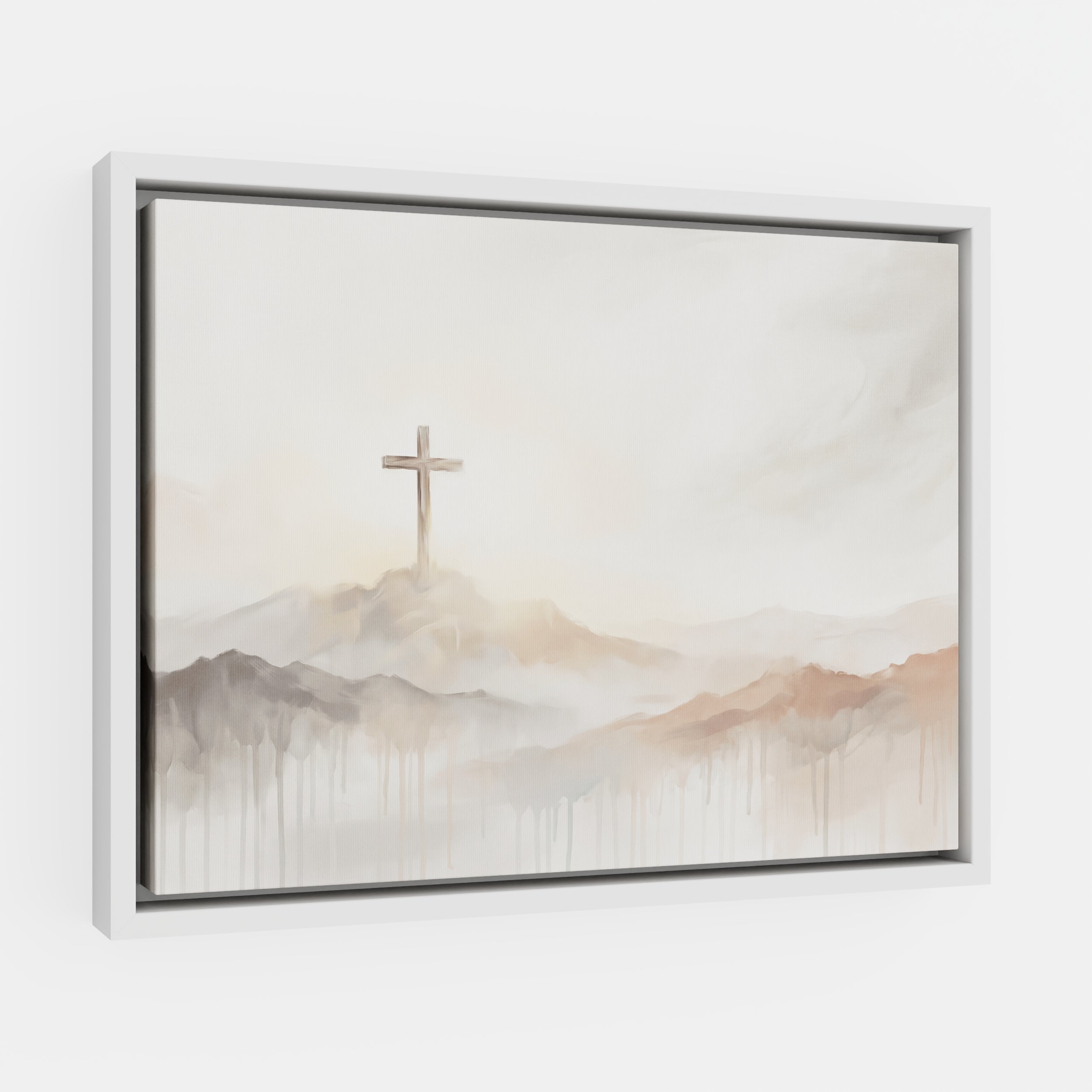 Misty Cross on Mountain - Canvas