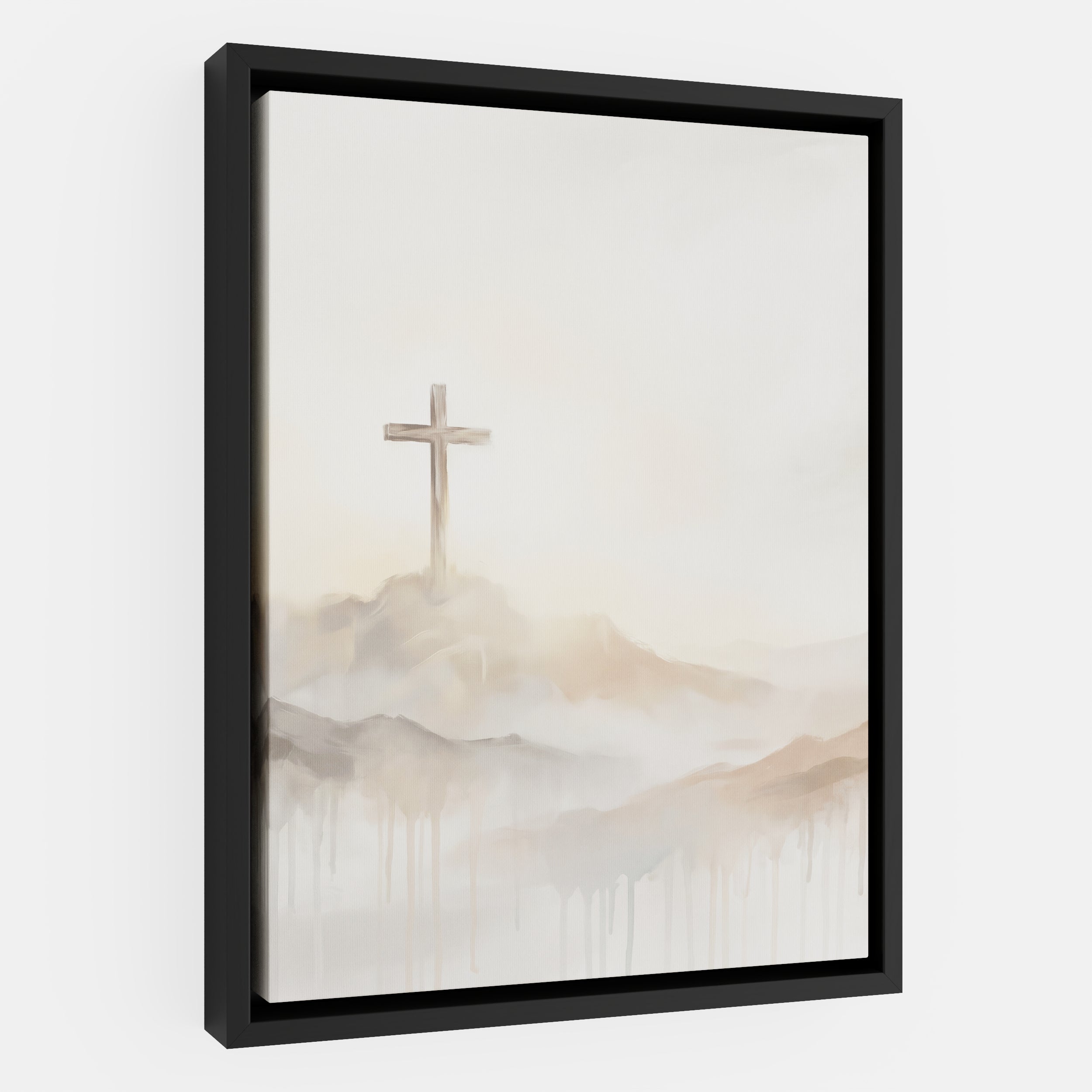 Misty Cross on Mountain - Canvas