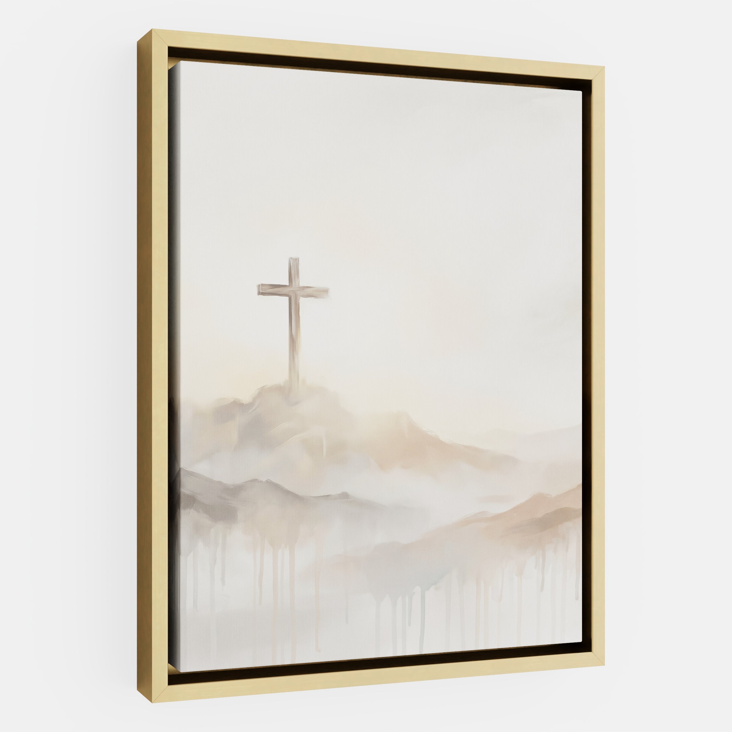 Misty Cross on Mountain - Canvas