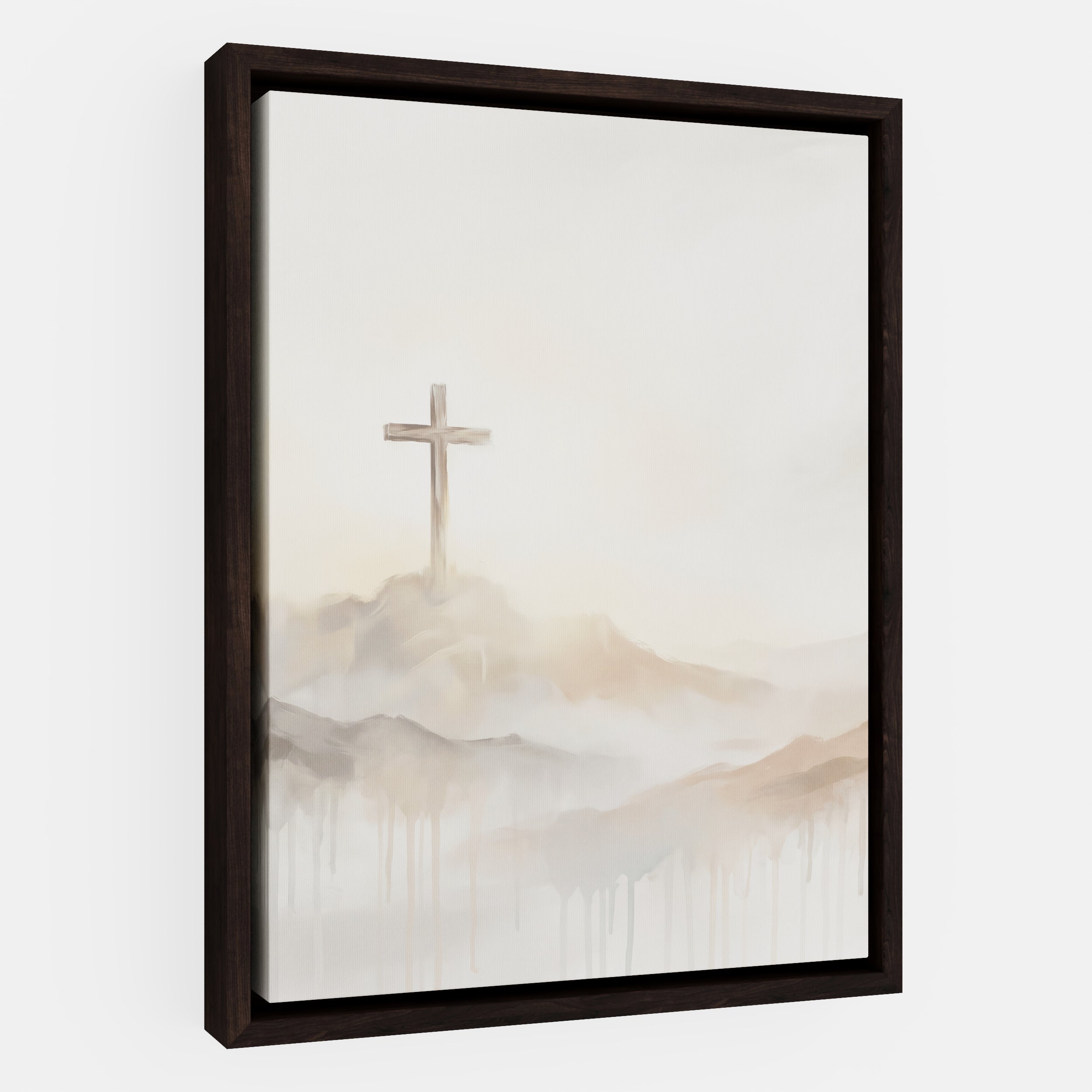 Misty Cross on Mountain - Canvas