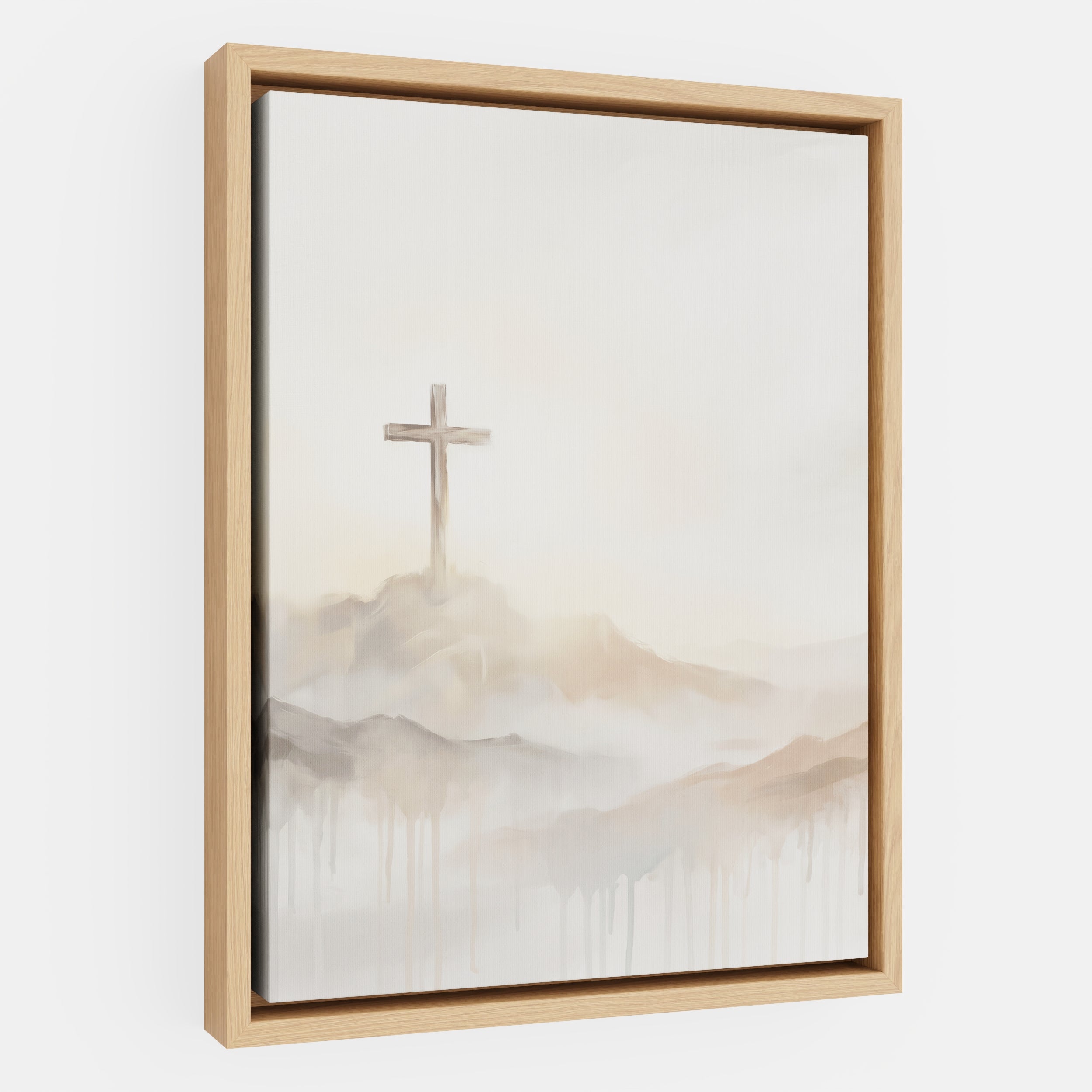 Misty Cross on Mountain - Canvas