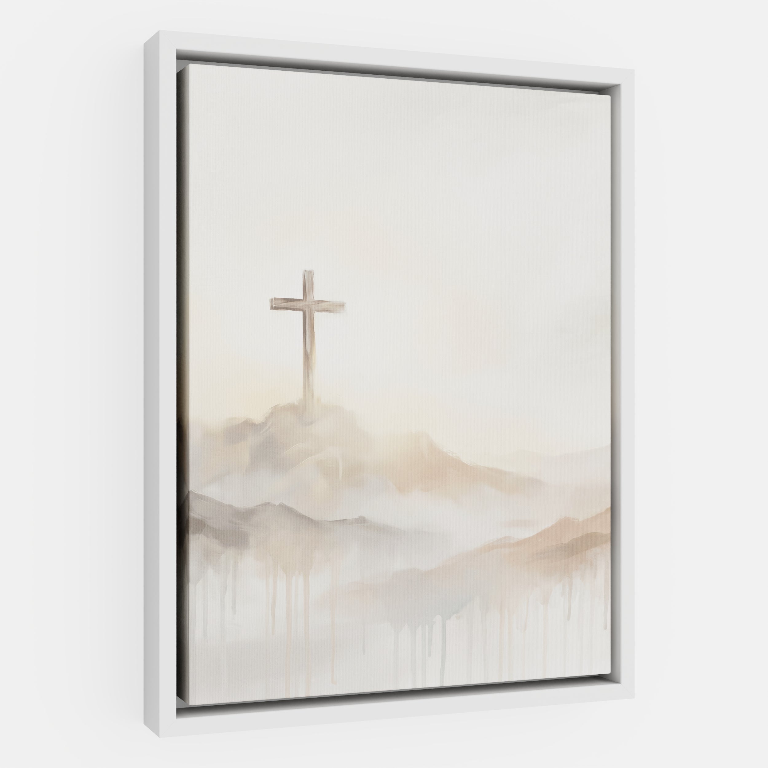 Misty Cross on Mountain - Canvas