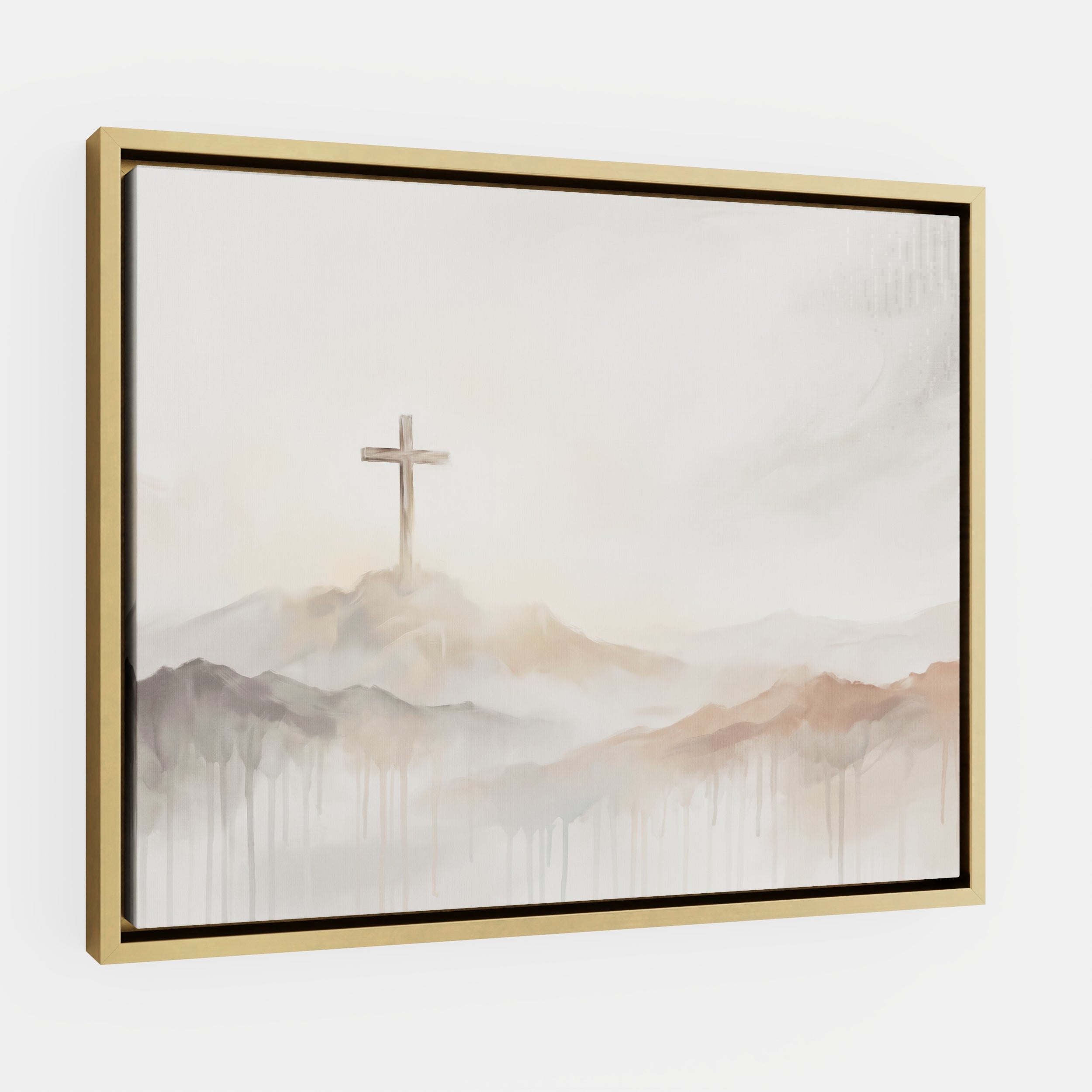 Misty Cross on Mountain - Canvas