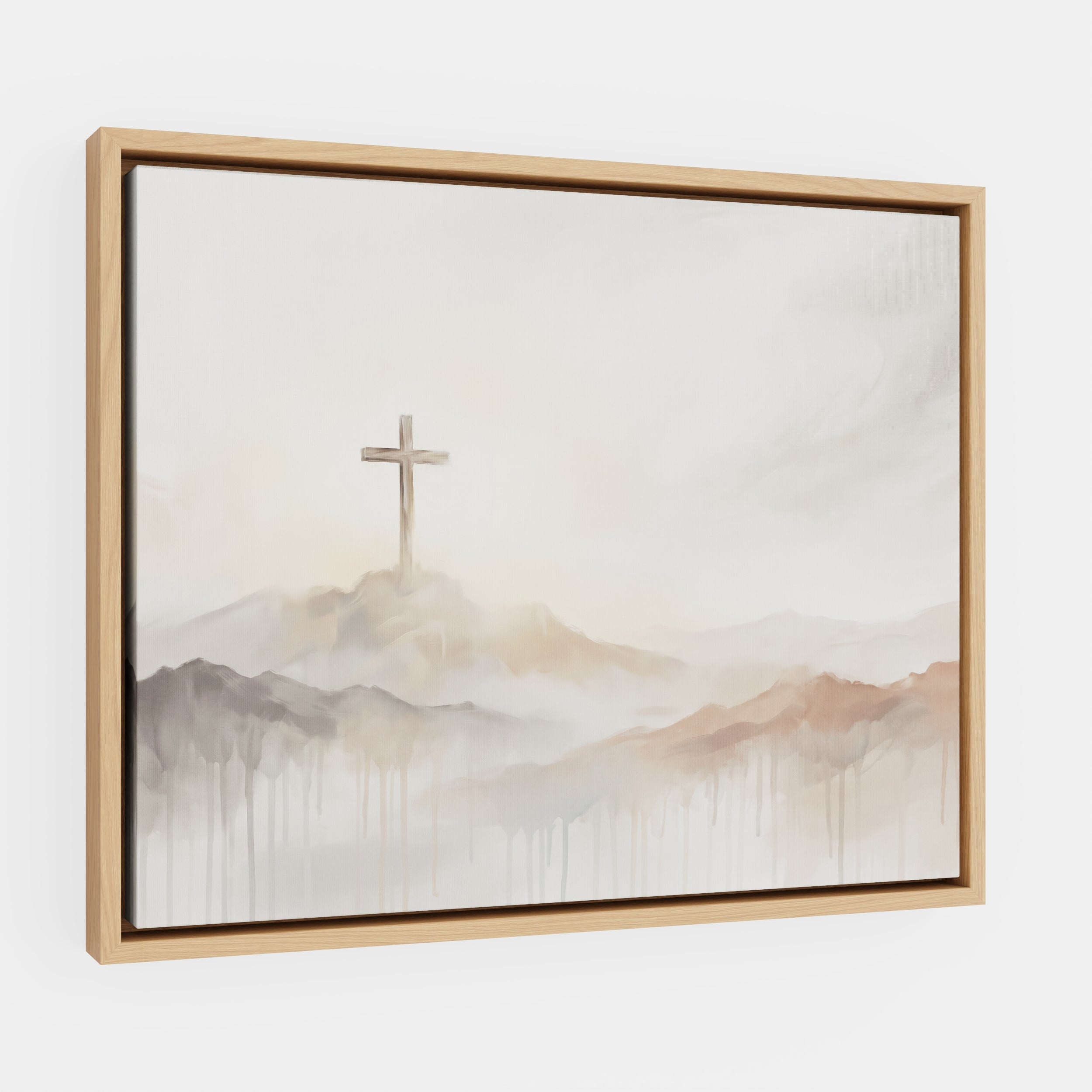 Misty Cross on Mountain - Canvas