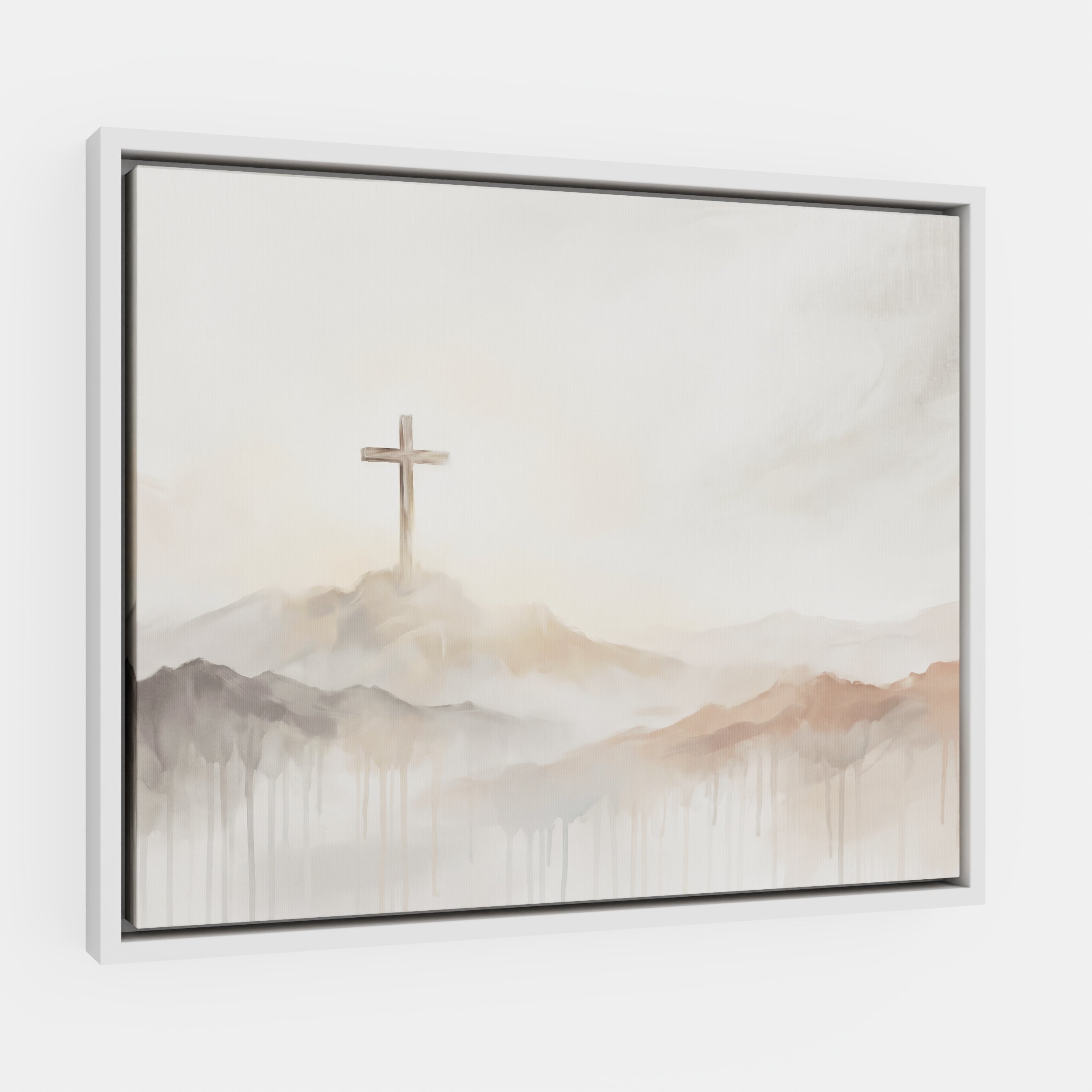 Misty Cross on Mountain - Canvas