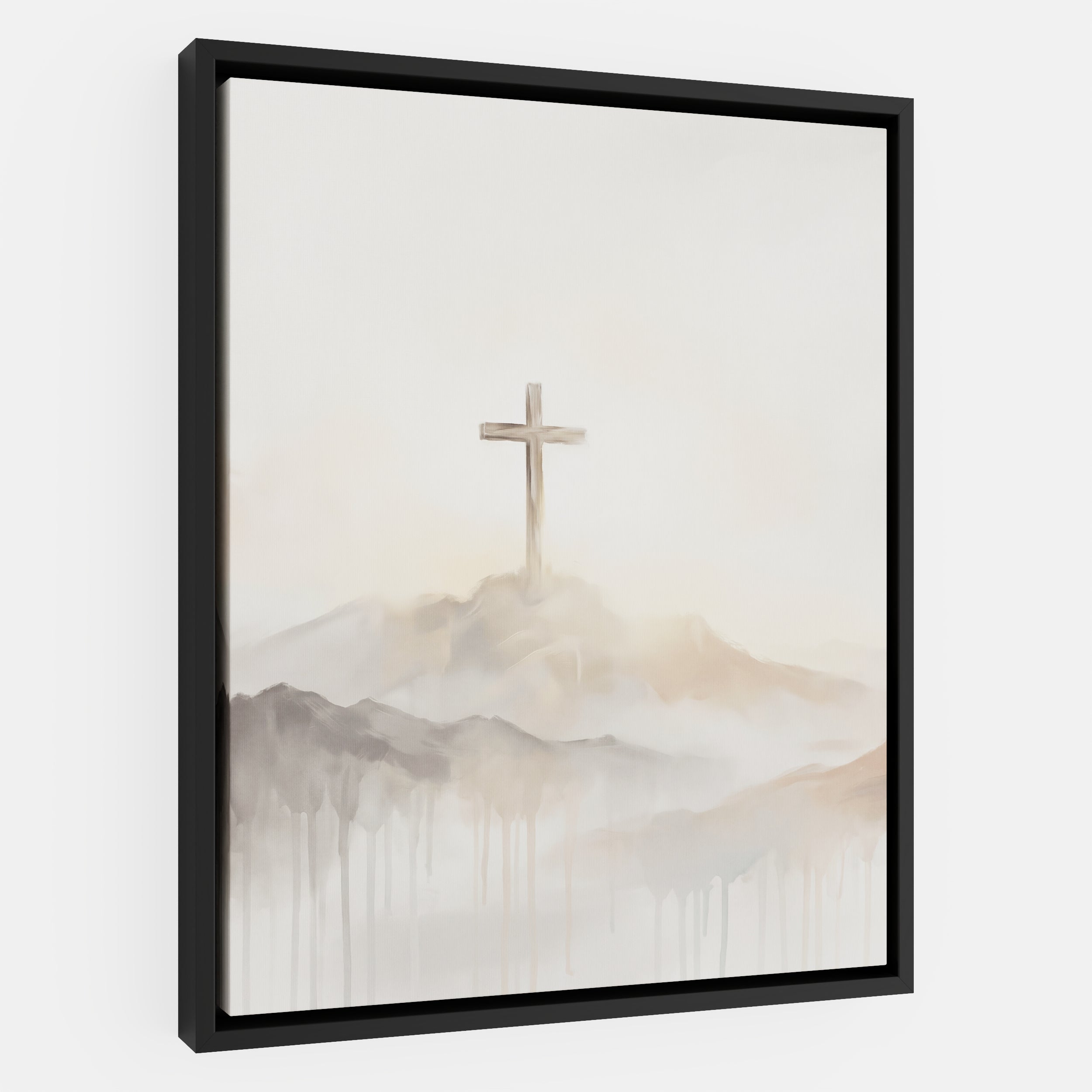 Misty Cross on Mountain - Canvas