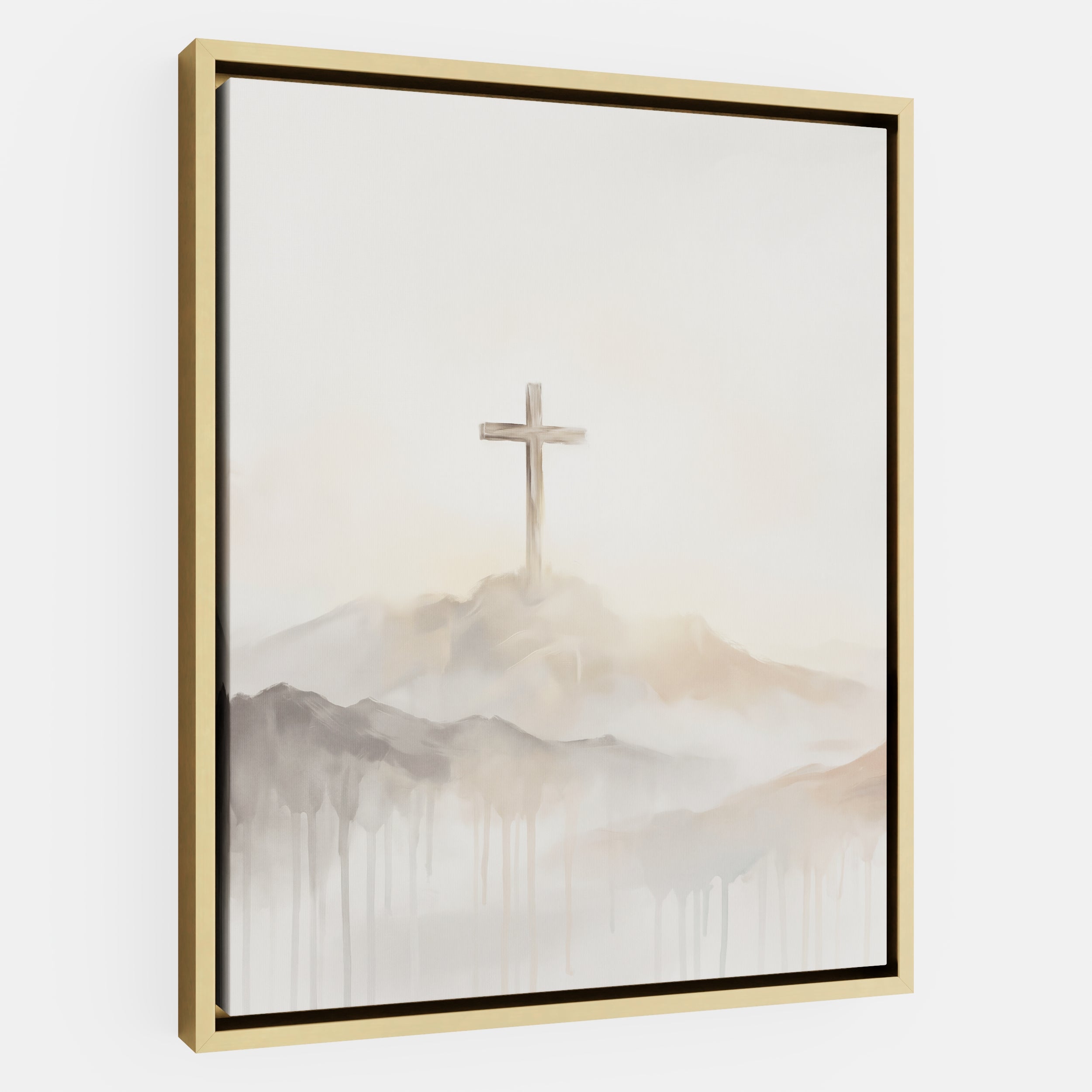 Misty Cross on Mountain - Canvas