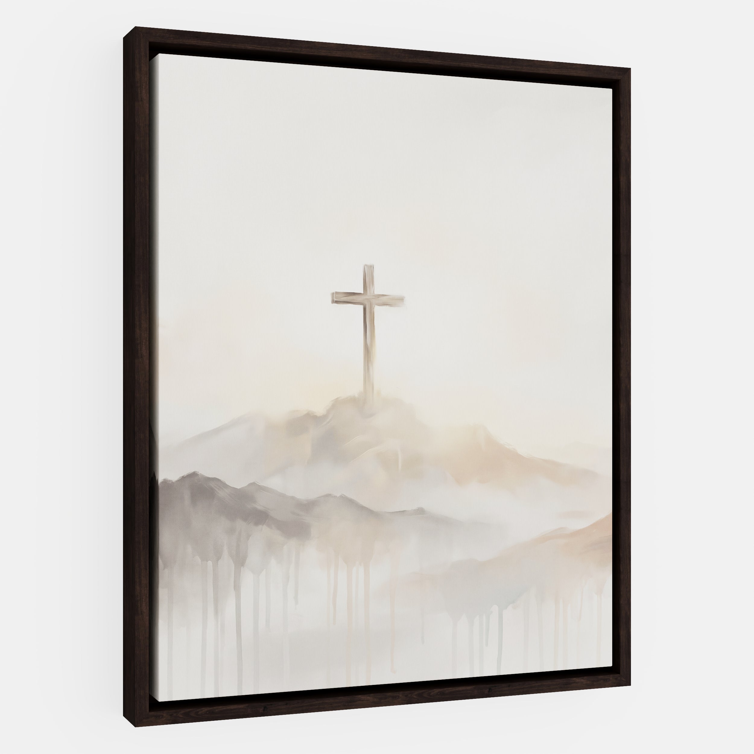 Misty Cross on Mountain - Canvas