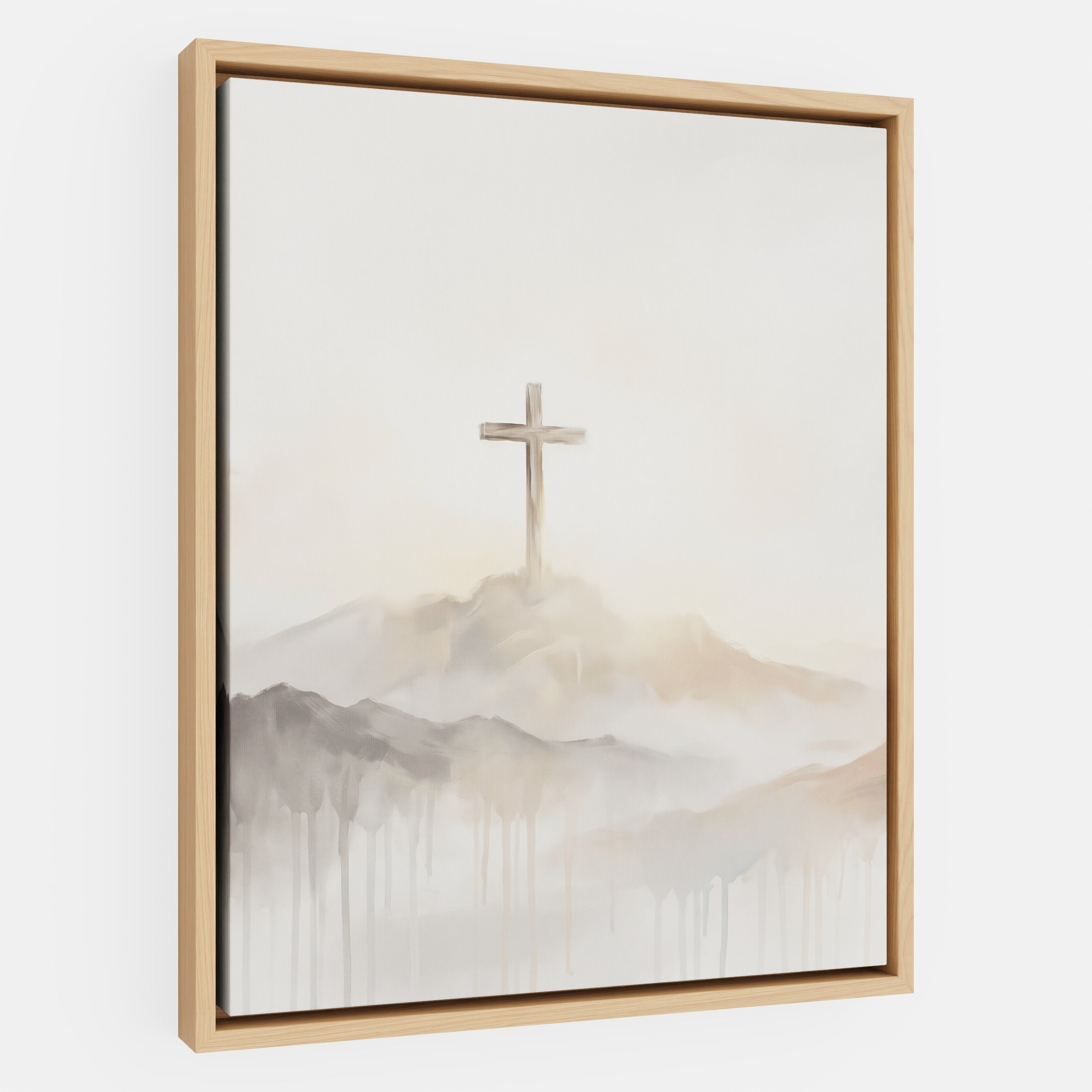 Misty Cross on Mountain - Canvas