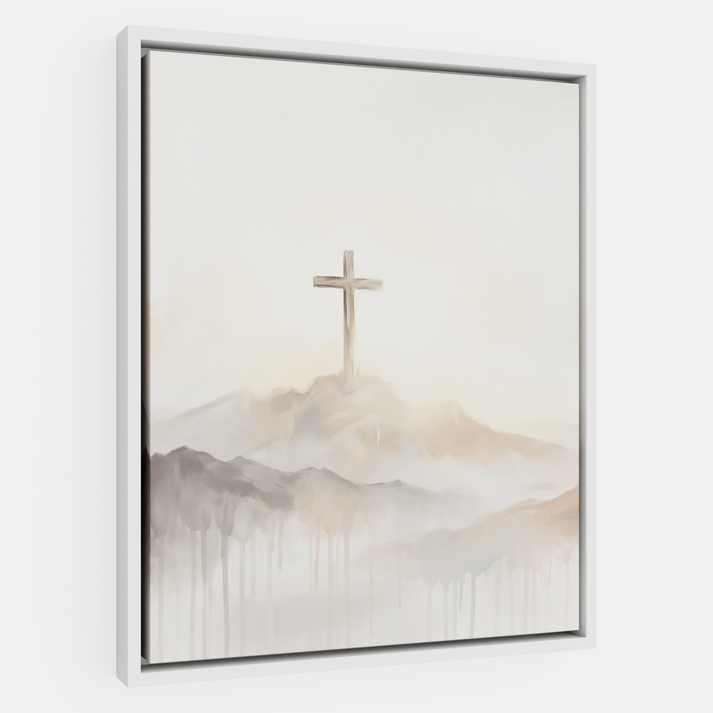 Misty Cross on Mountain - Canvas