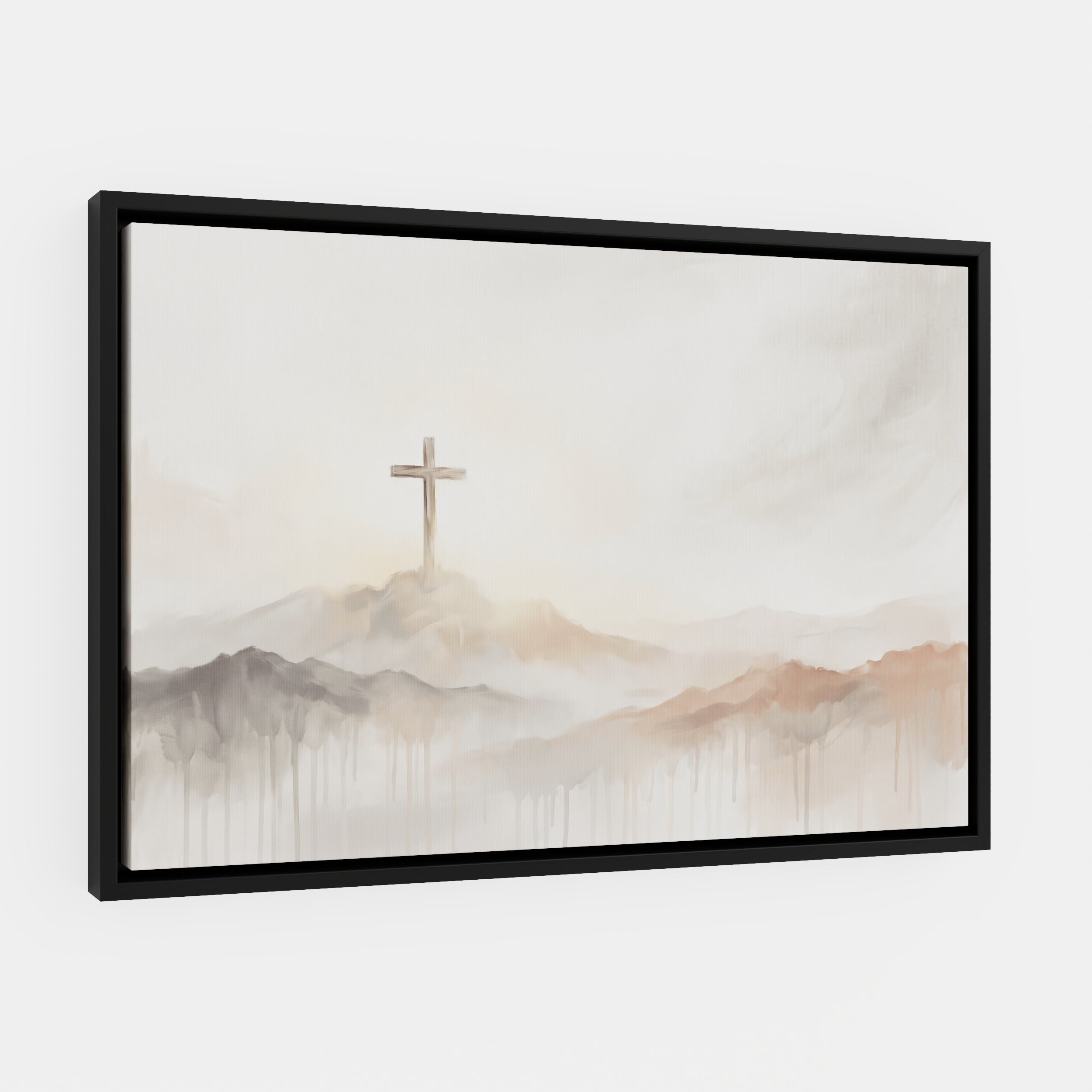 Misty Cross on Mountain - Canvas