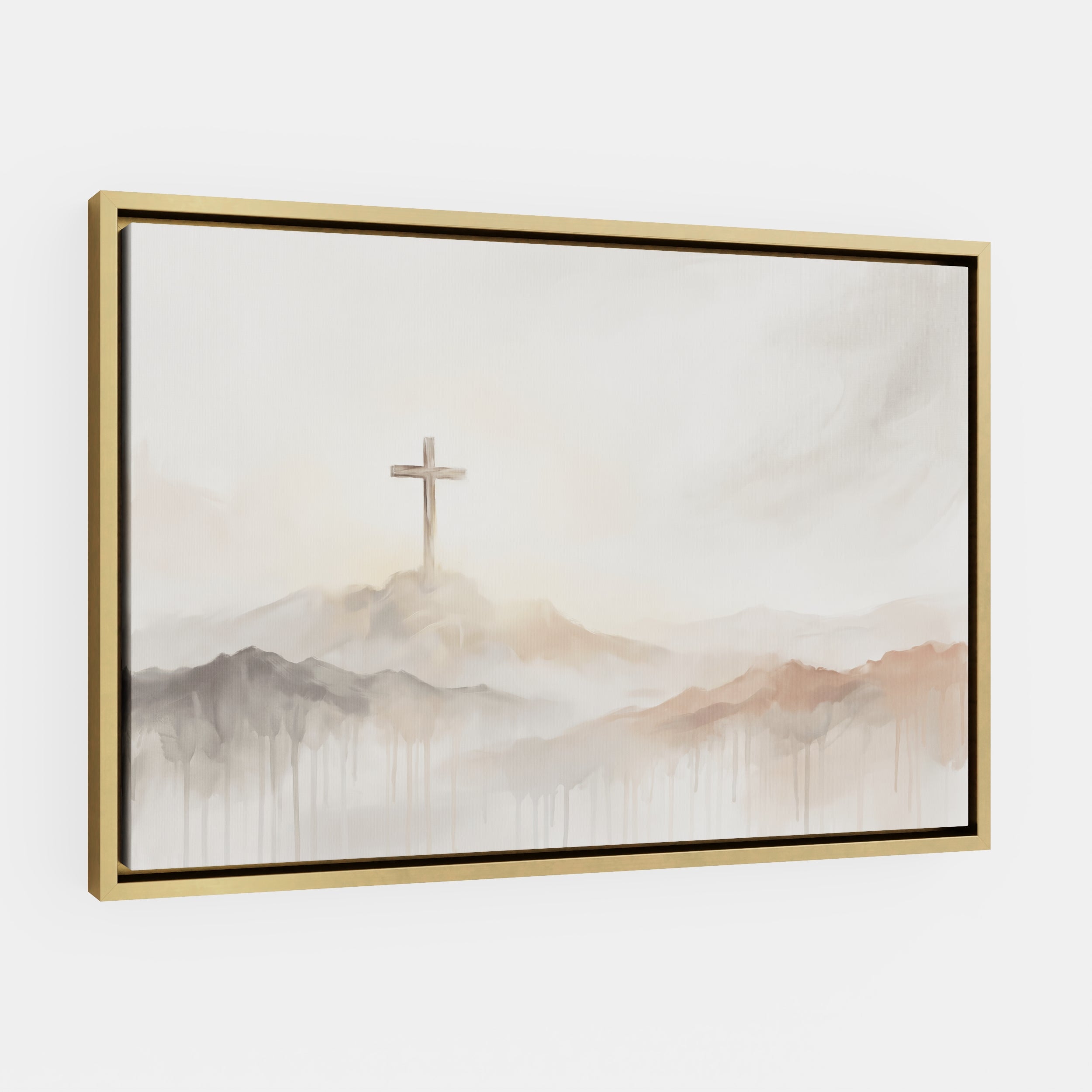 Misty Cross on Mountain - Canvas
