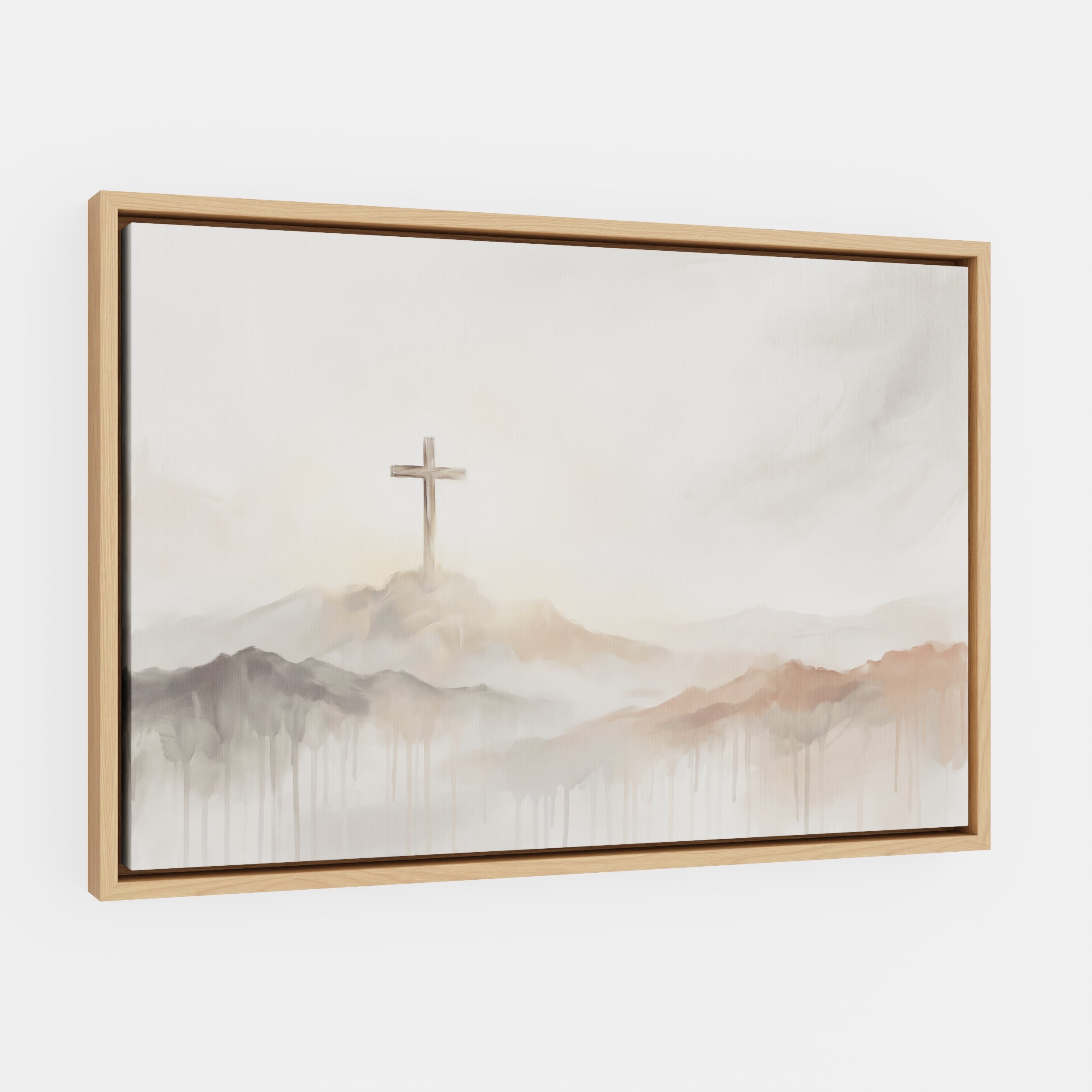 Misty Cross on Mountain - Canvas
