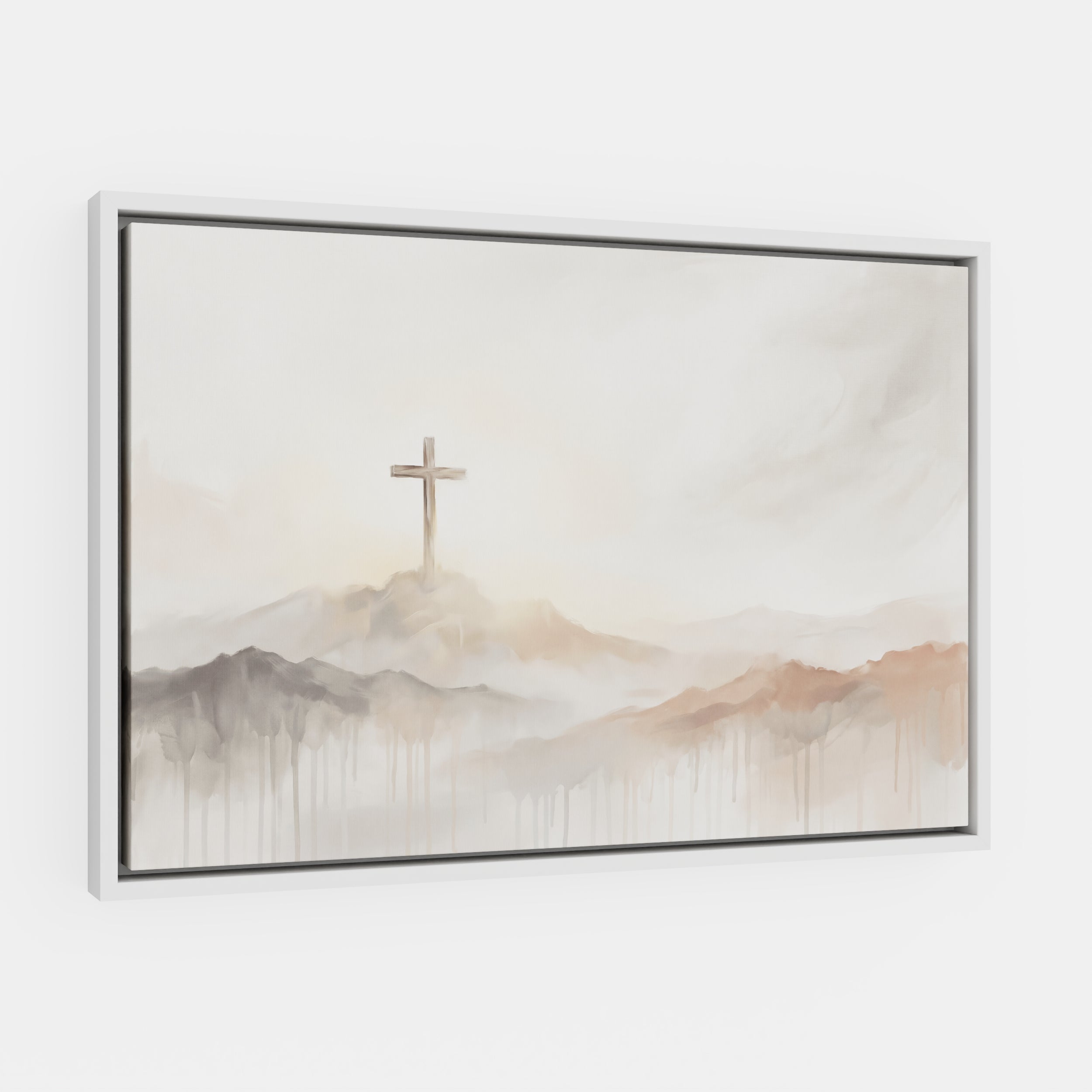 Misty Cross on Mountain - Canvas