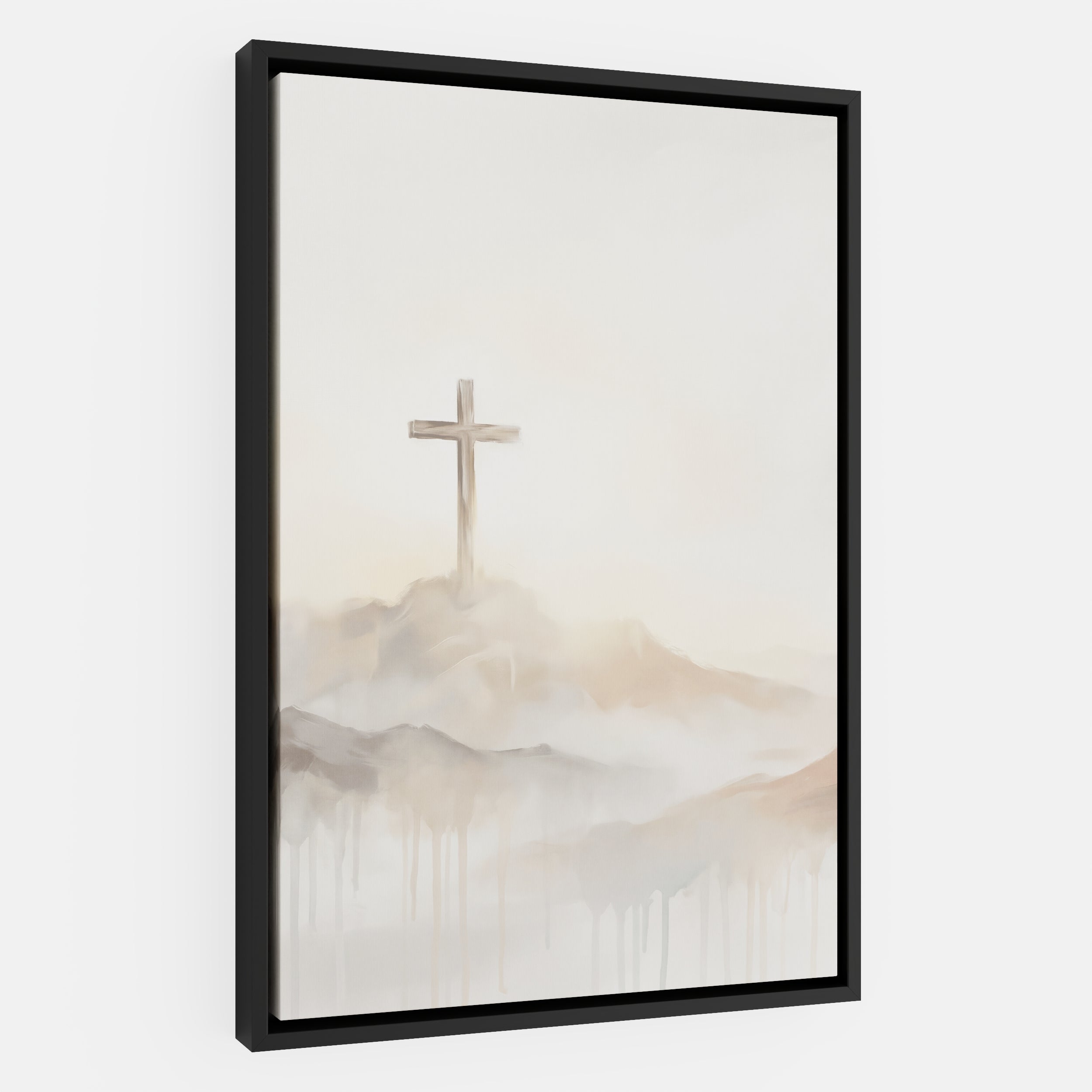 Misty Cross on Mountain - Canvas