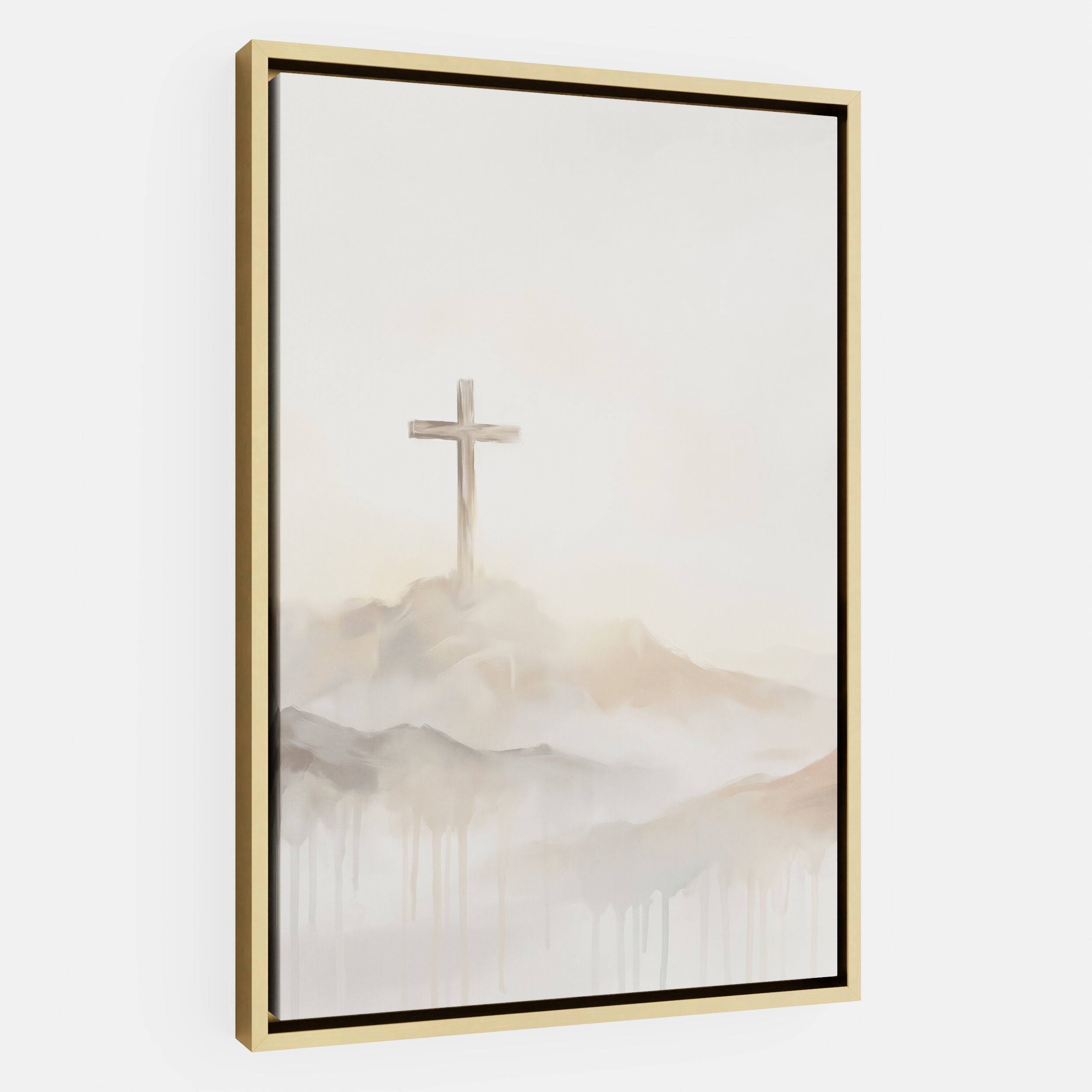 Misty Cross on Mountain - Canvas