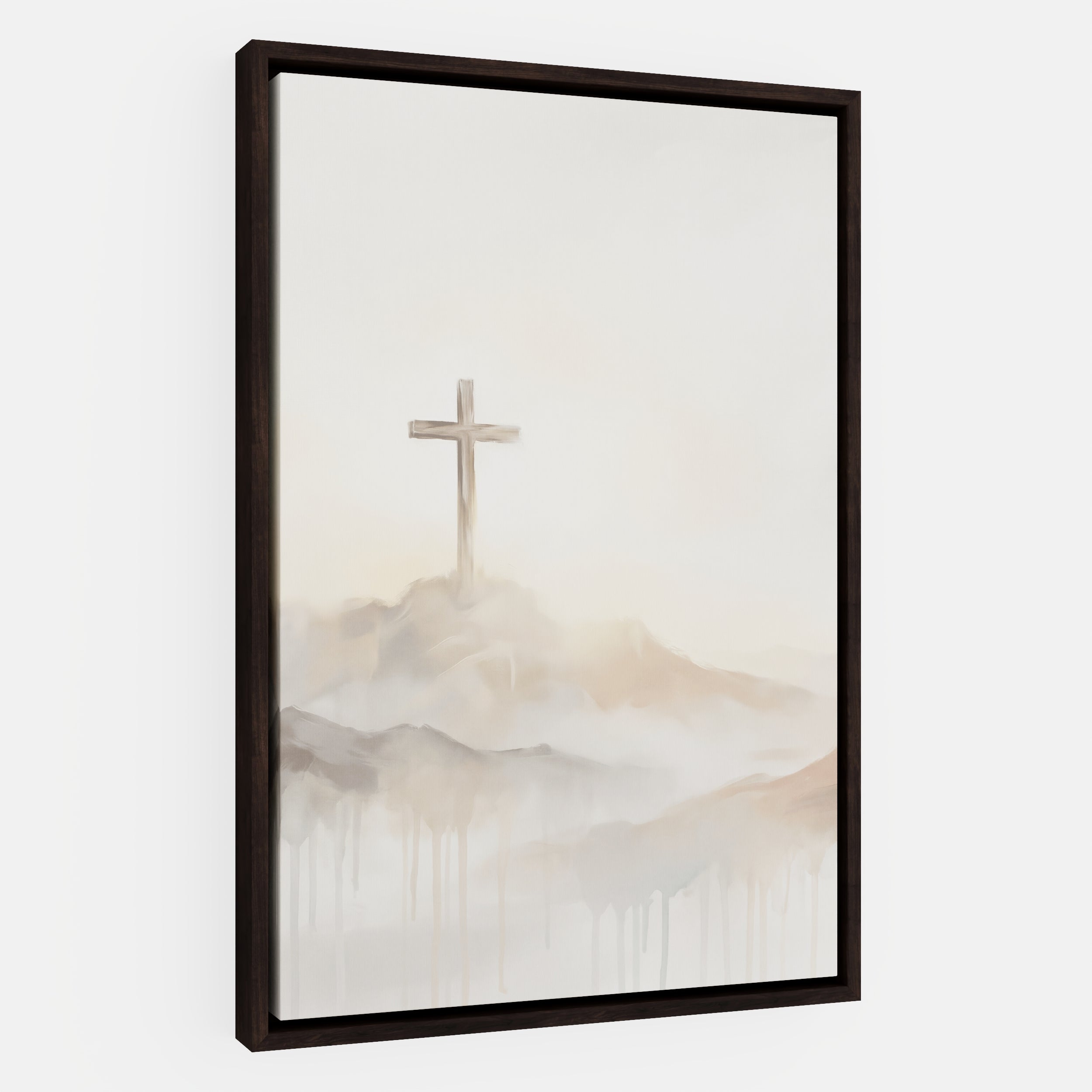 Misty Cross on Mountain - Canvas