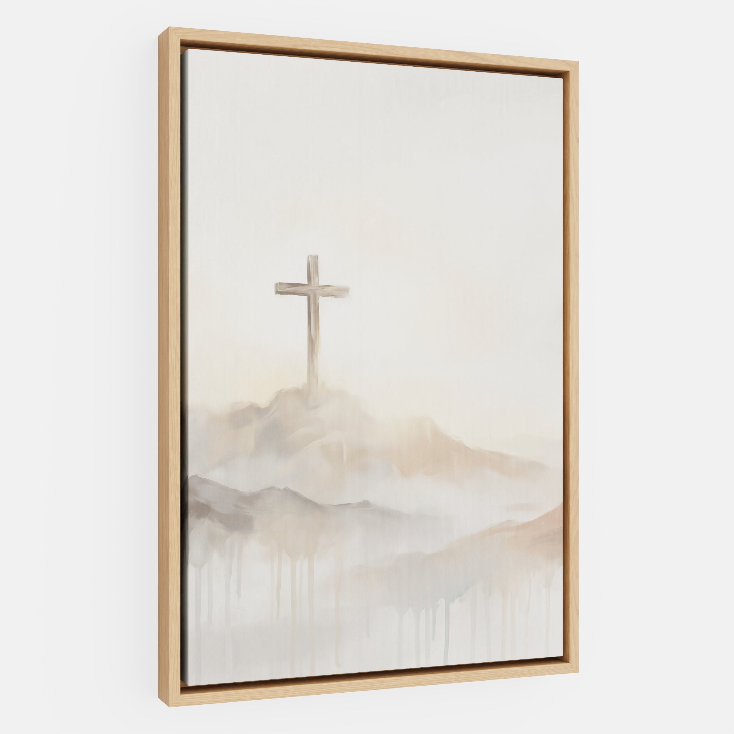 Misty Cross on Mountain - Canvas