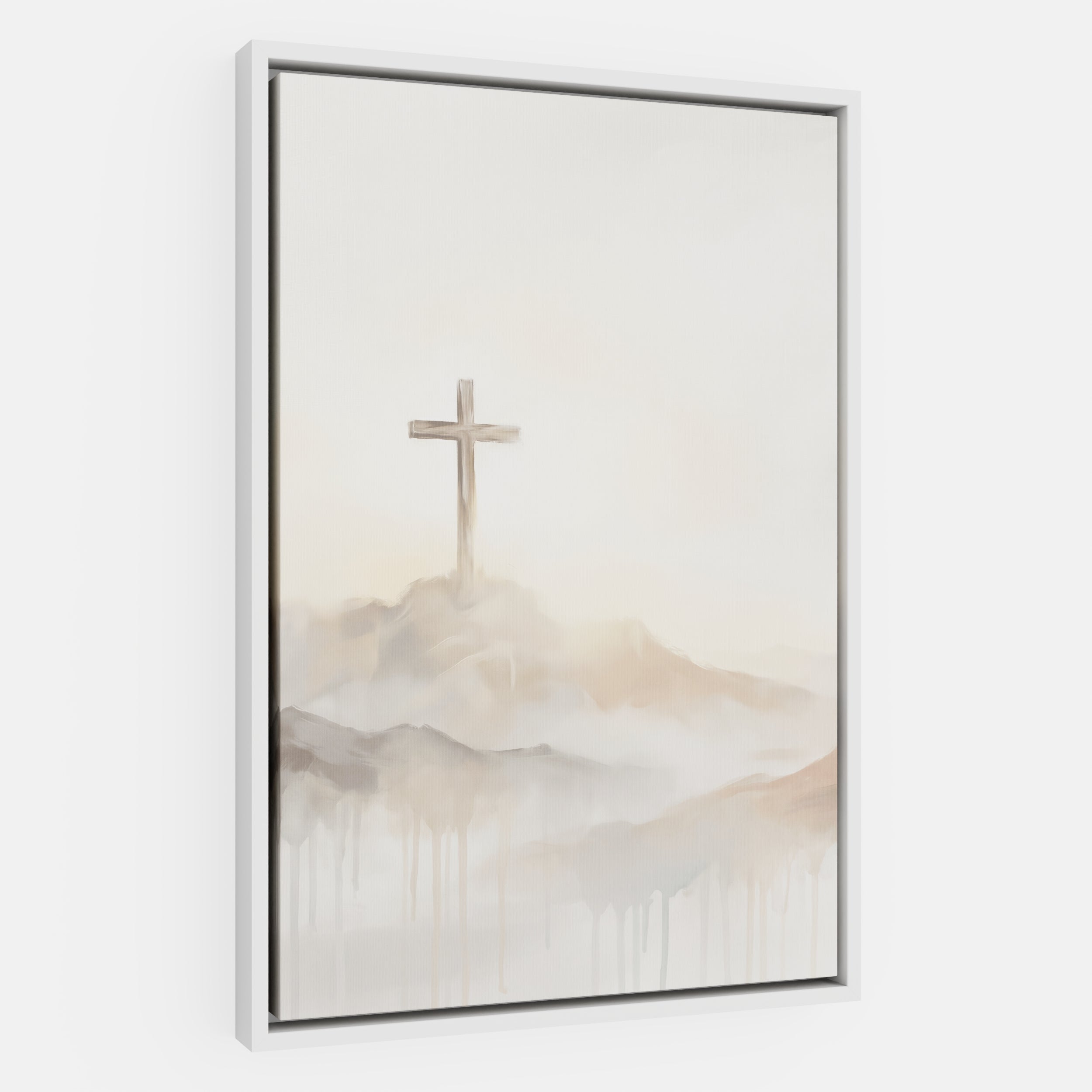 Misty Cross on Mountain - Canvas