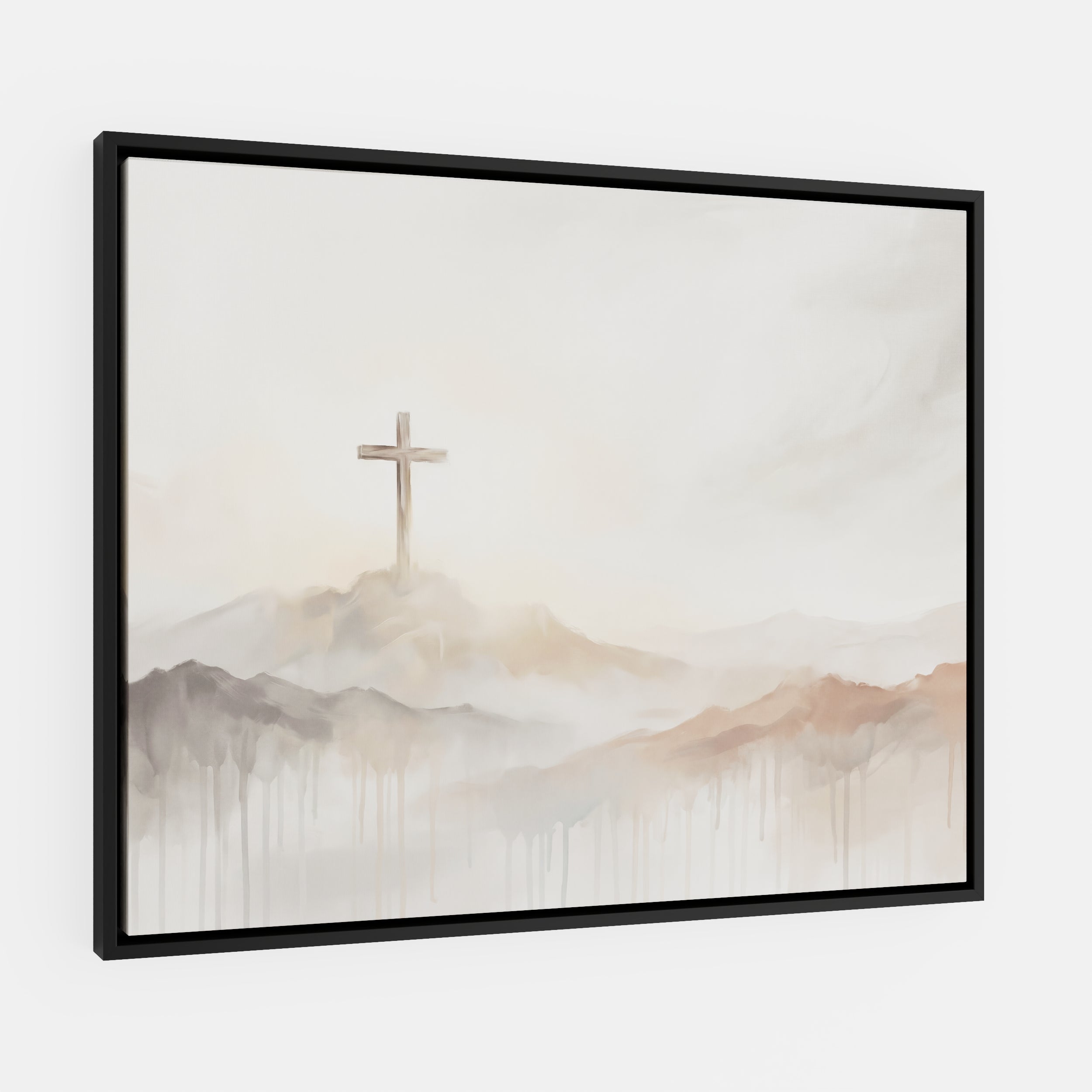 Misty Cross on Mountain - Canvas