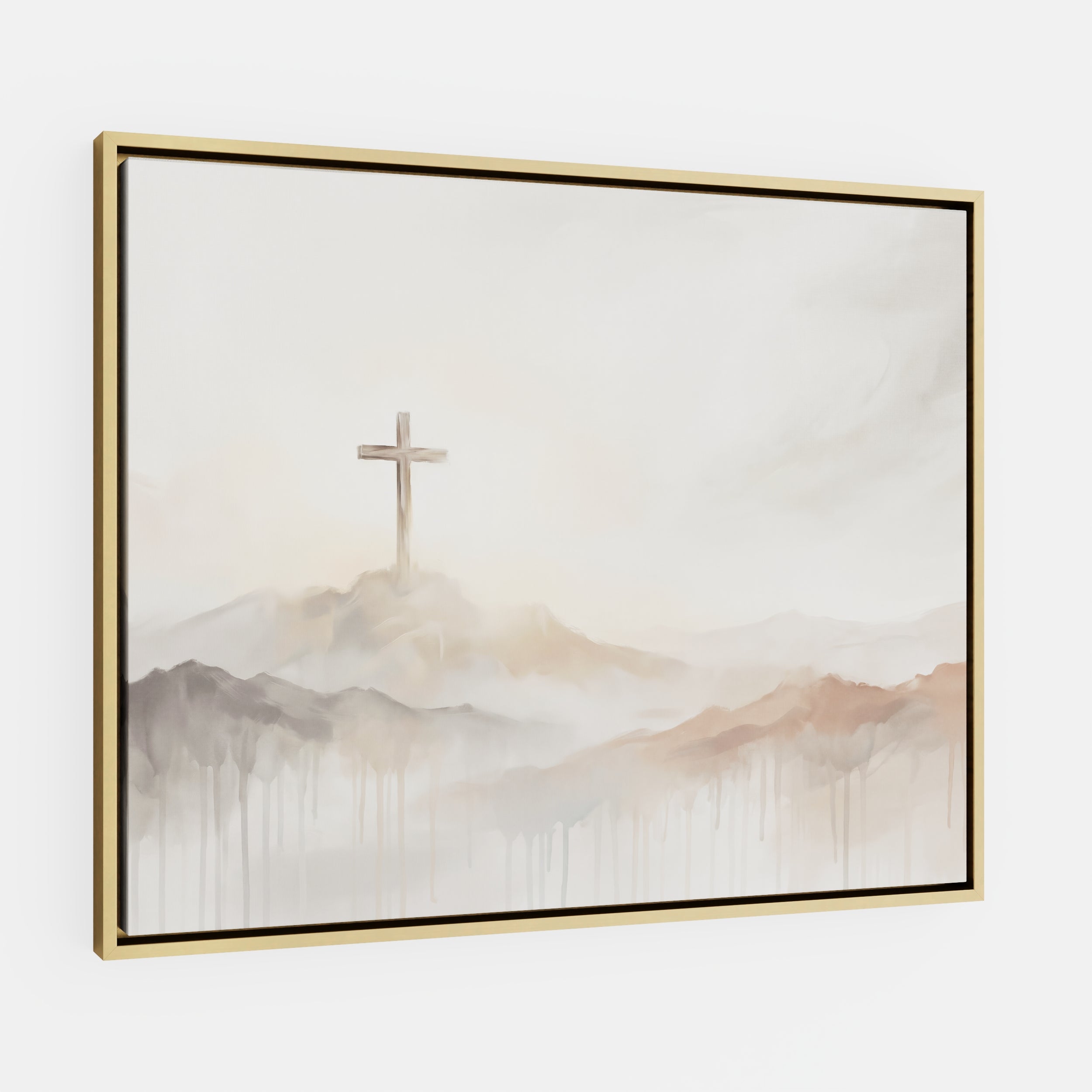 Misty Cross on Mountain - Canvas
