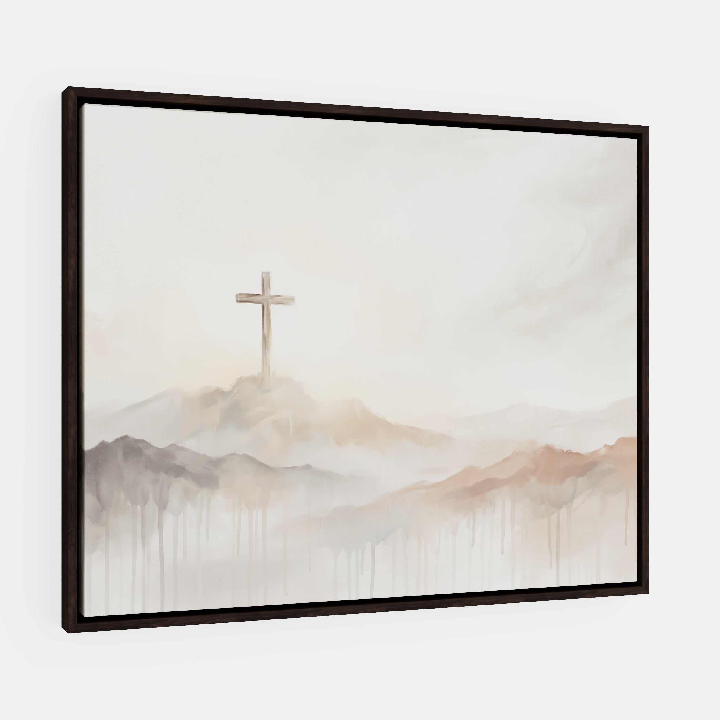 Misty Cross on Mountain - Canvas