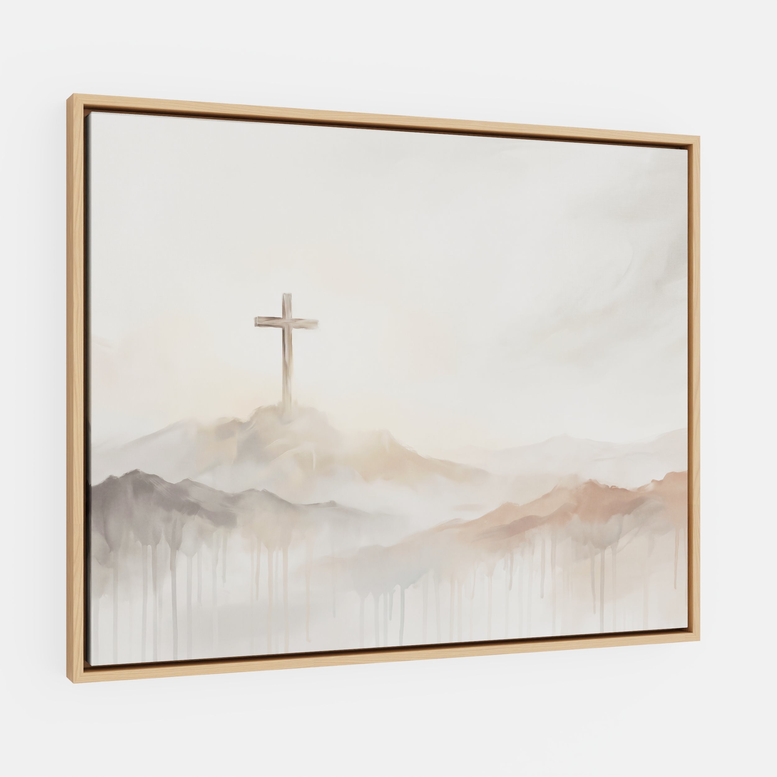 Misty Cross on Mountain - Canvas