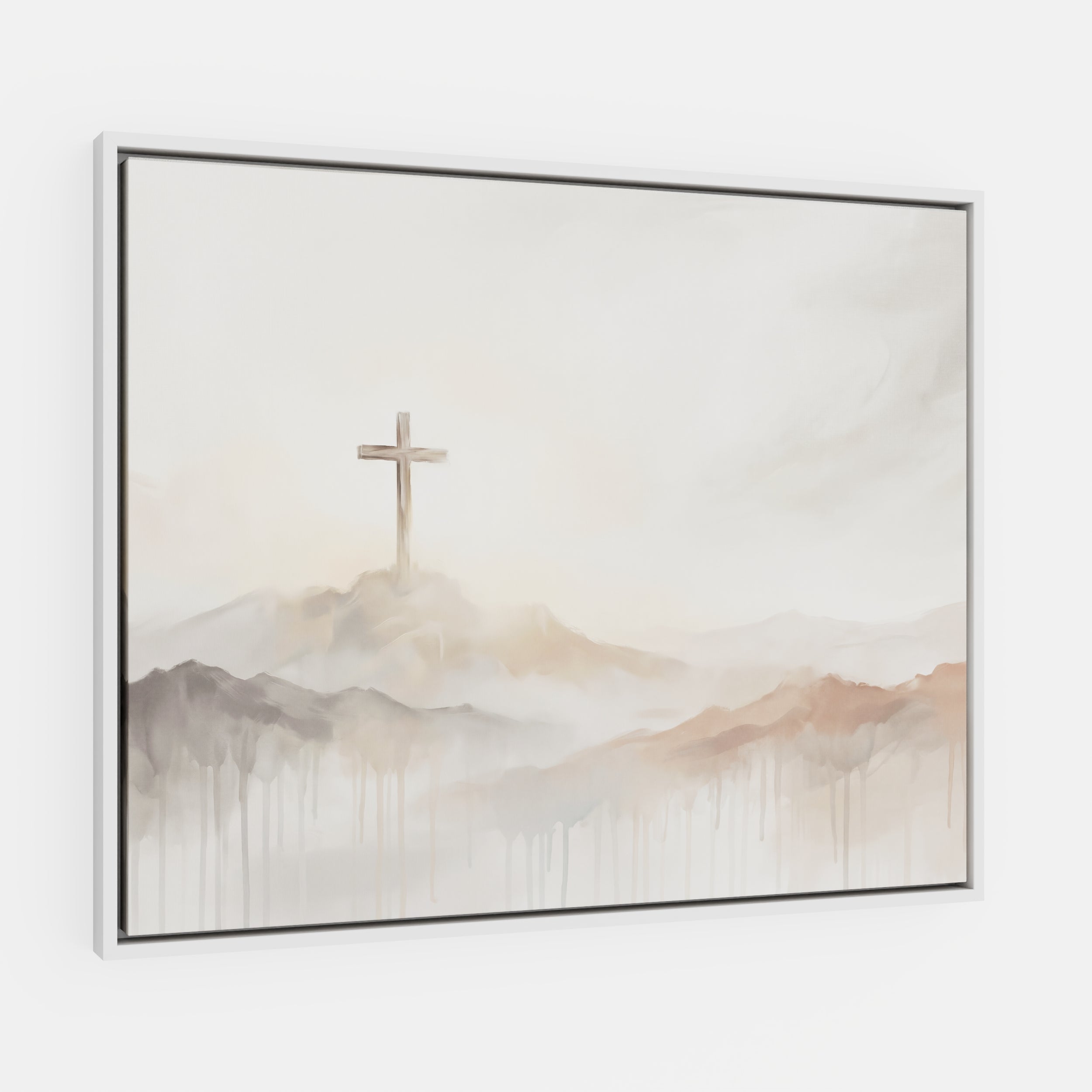Misty Cross on Mountain - Canvas