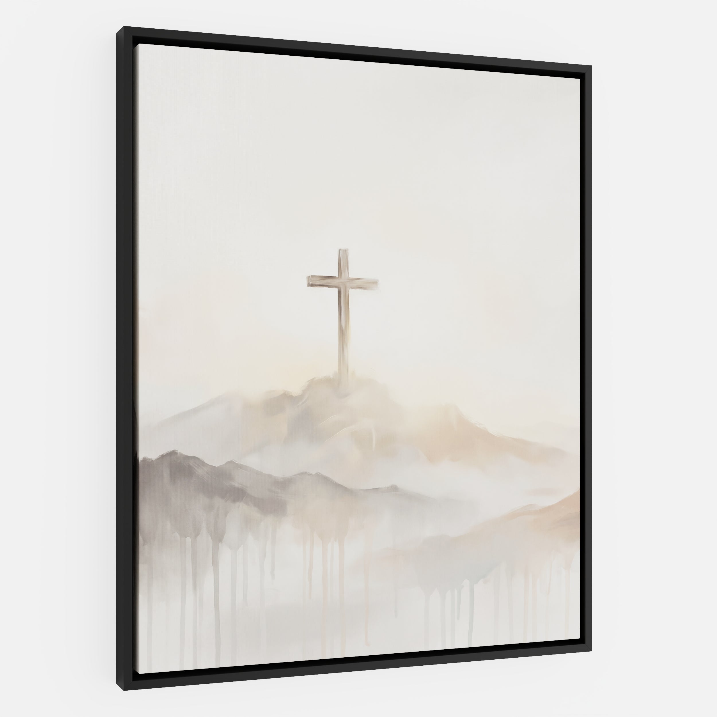 Misty Cross on Mountain - Canvas