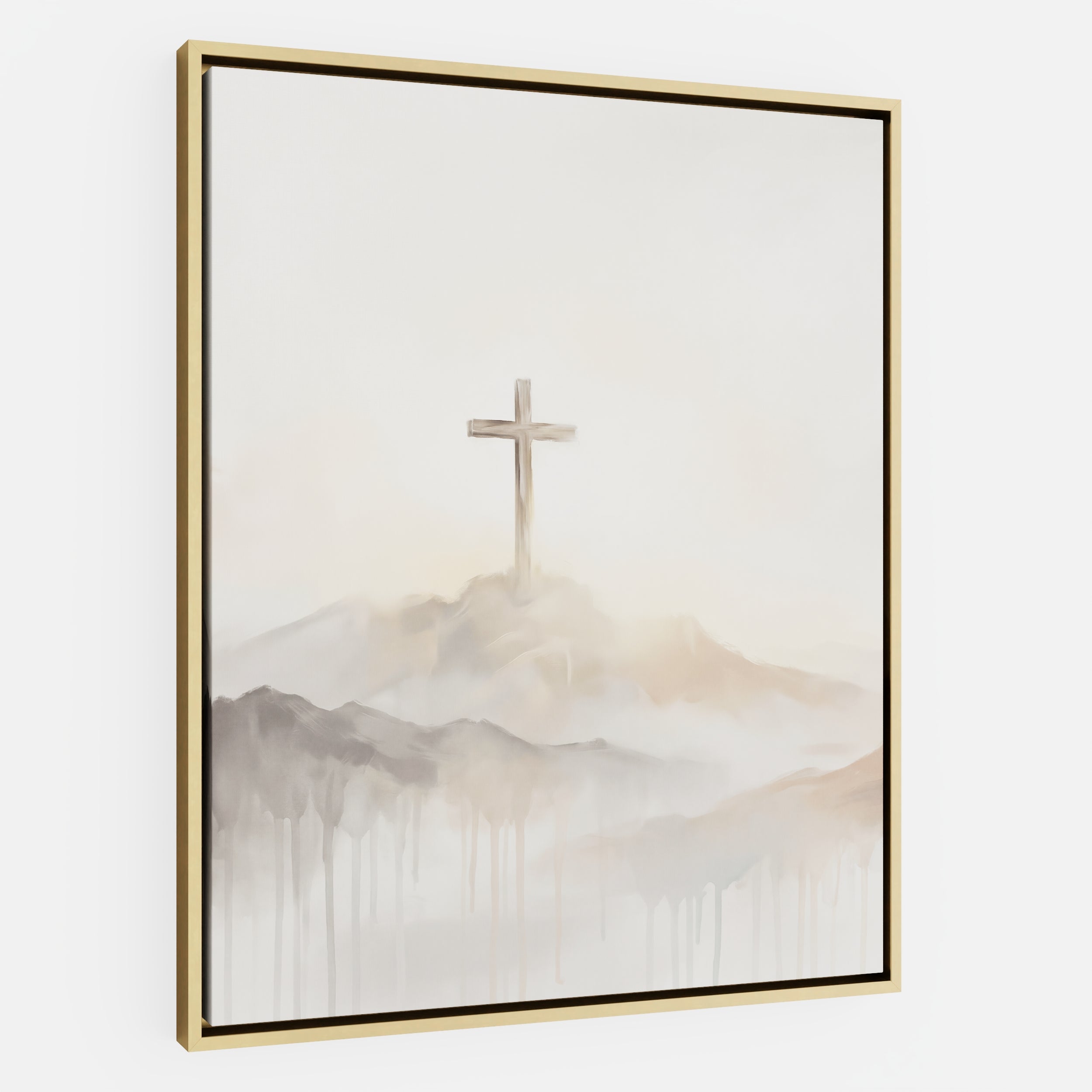 Misty Cross on Mountain - Canvas