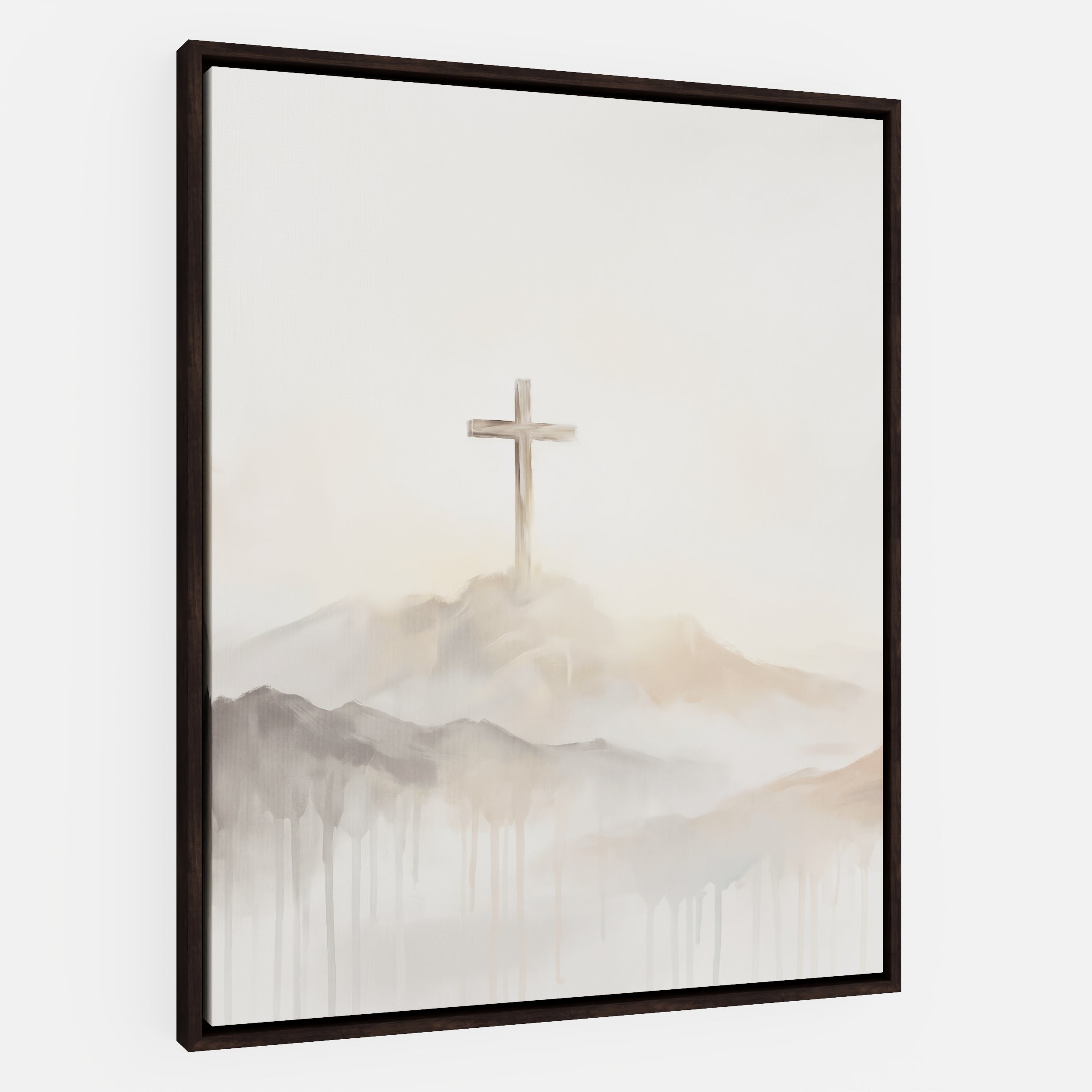 Misty Cross on Mountain - Canvas