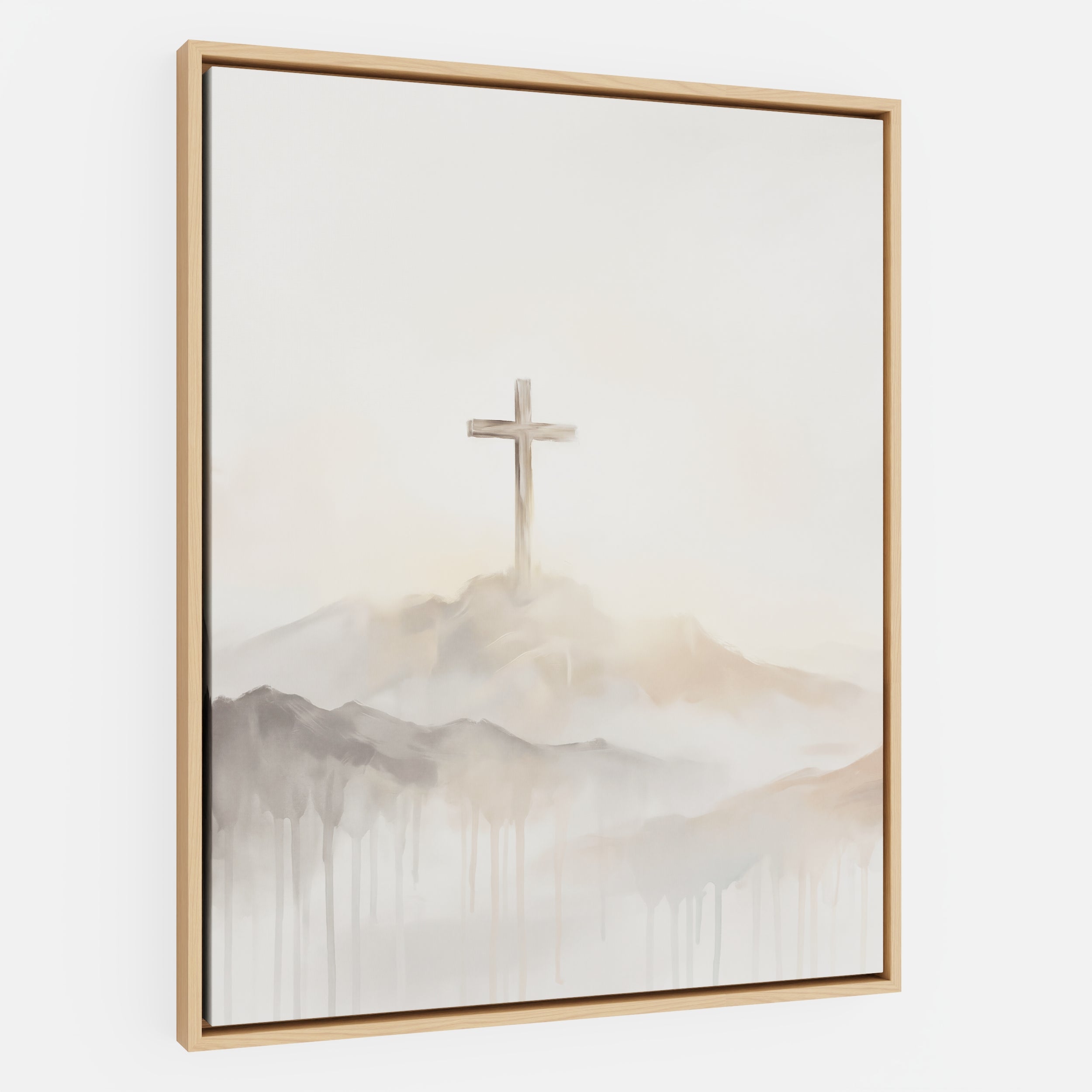 Misty Cross on Mountain - Canvas
