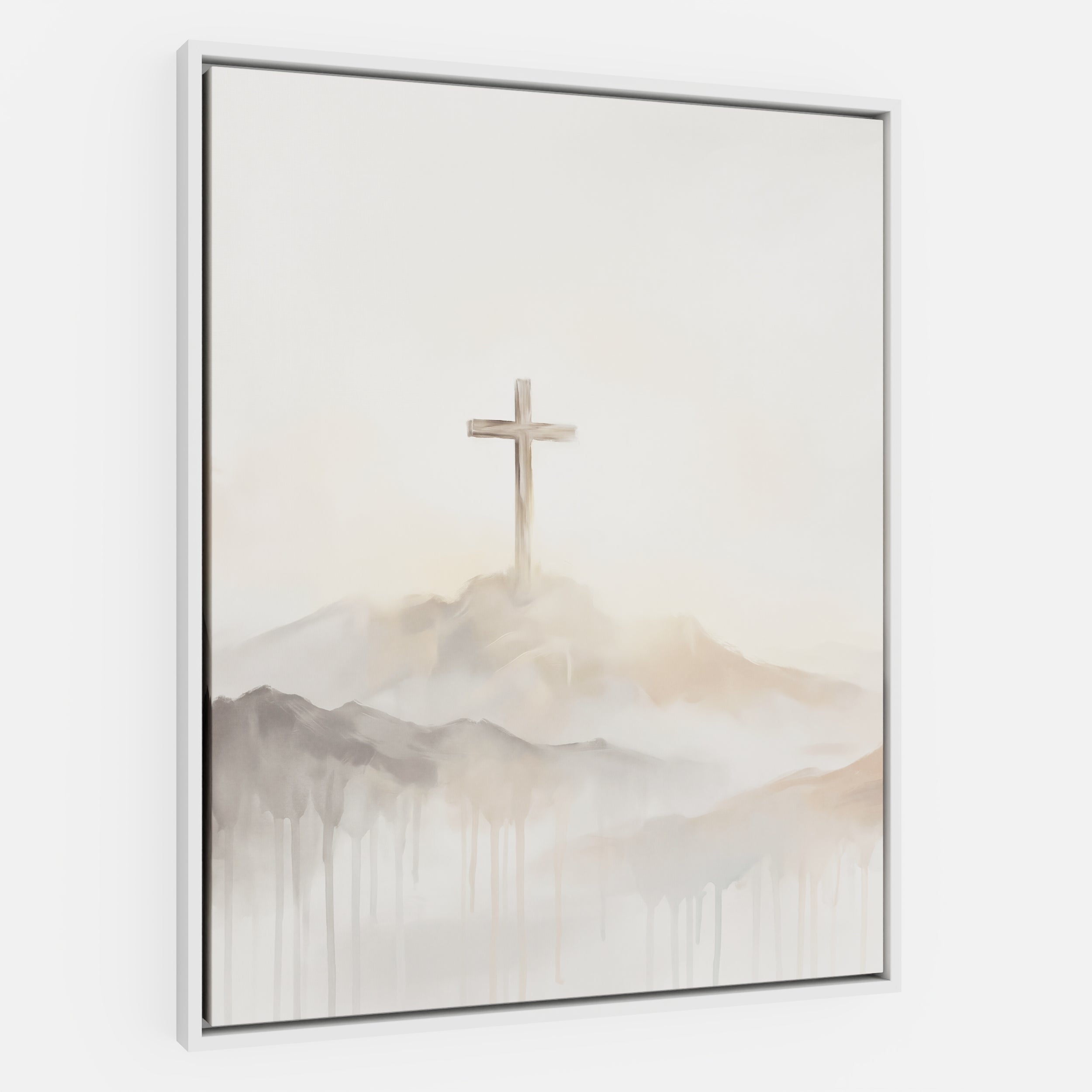 Misty Cross on Mountain - Canvas