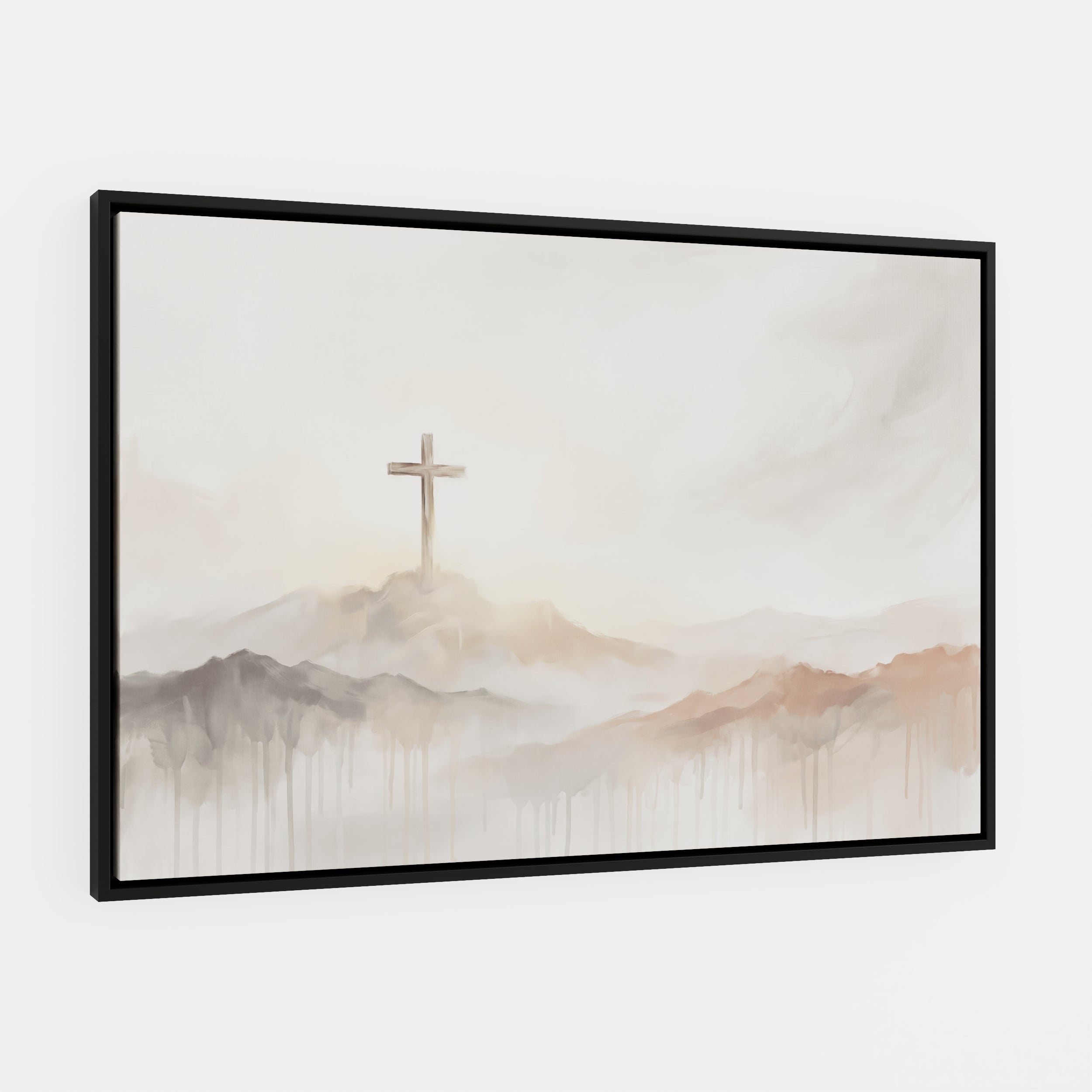 Misty Cross on Mountain - Canvas