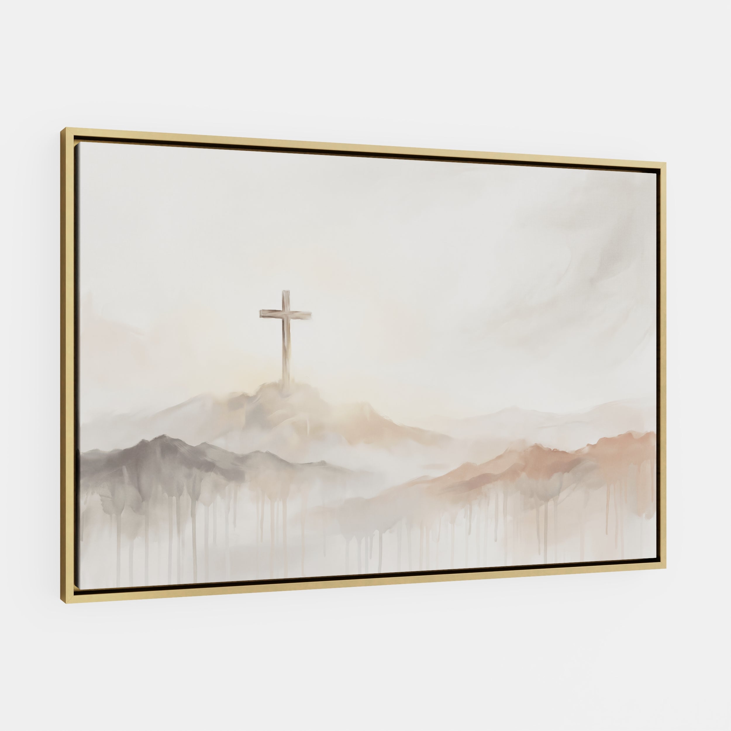 Misty Cross on Mountain - Canvas