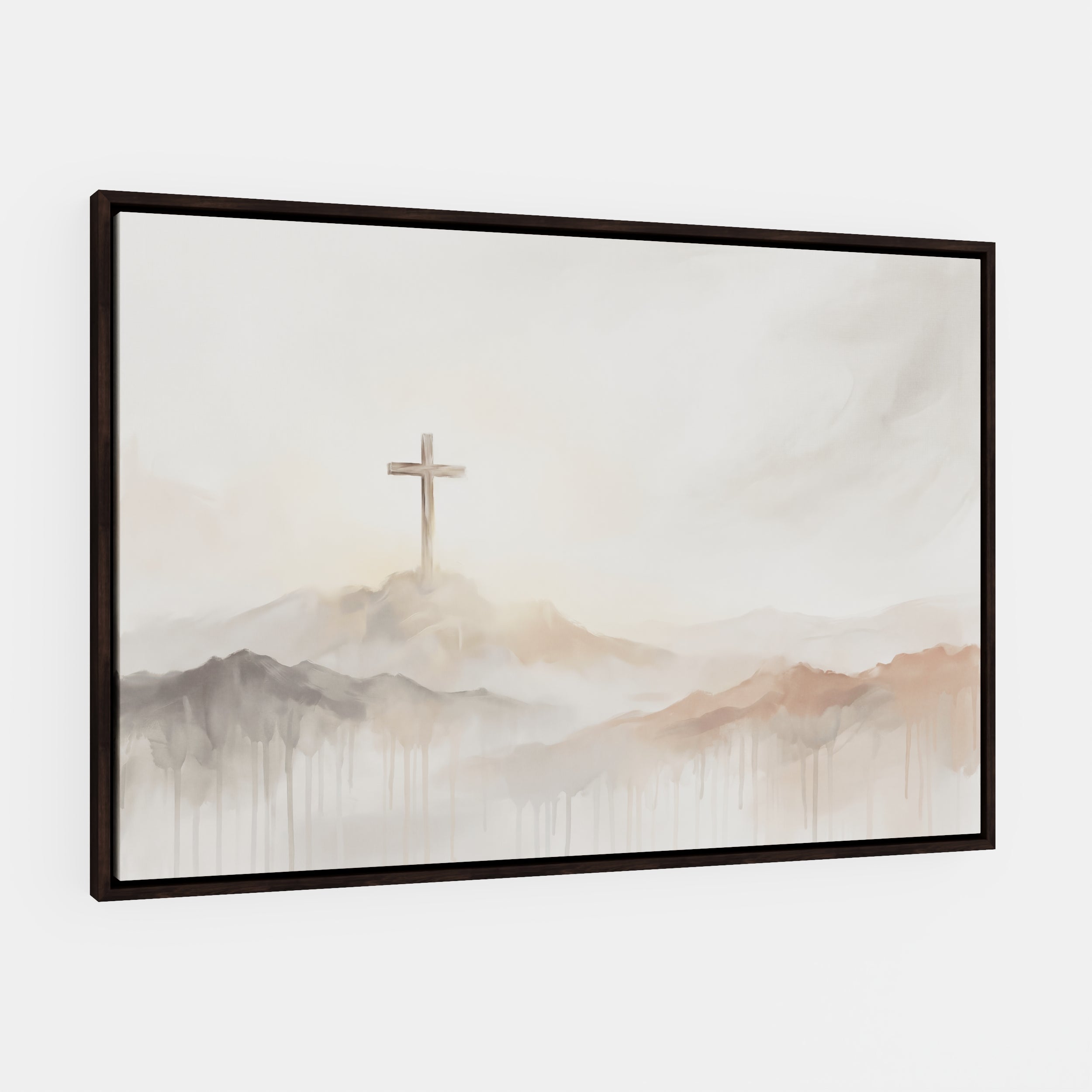 Misty Cross on Mountain - Canvas