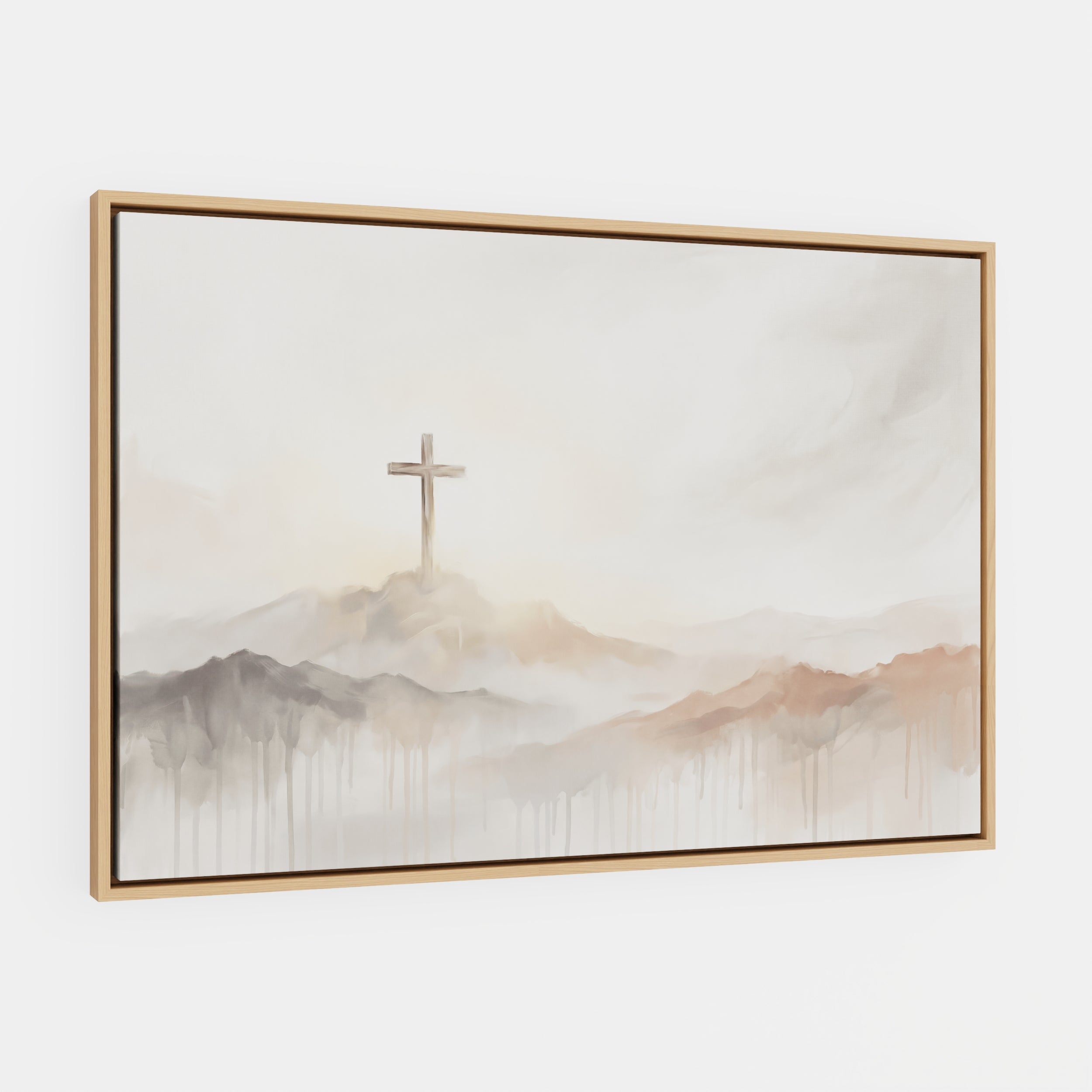 Misty Cross on Mountain - Canvas