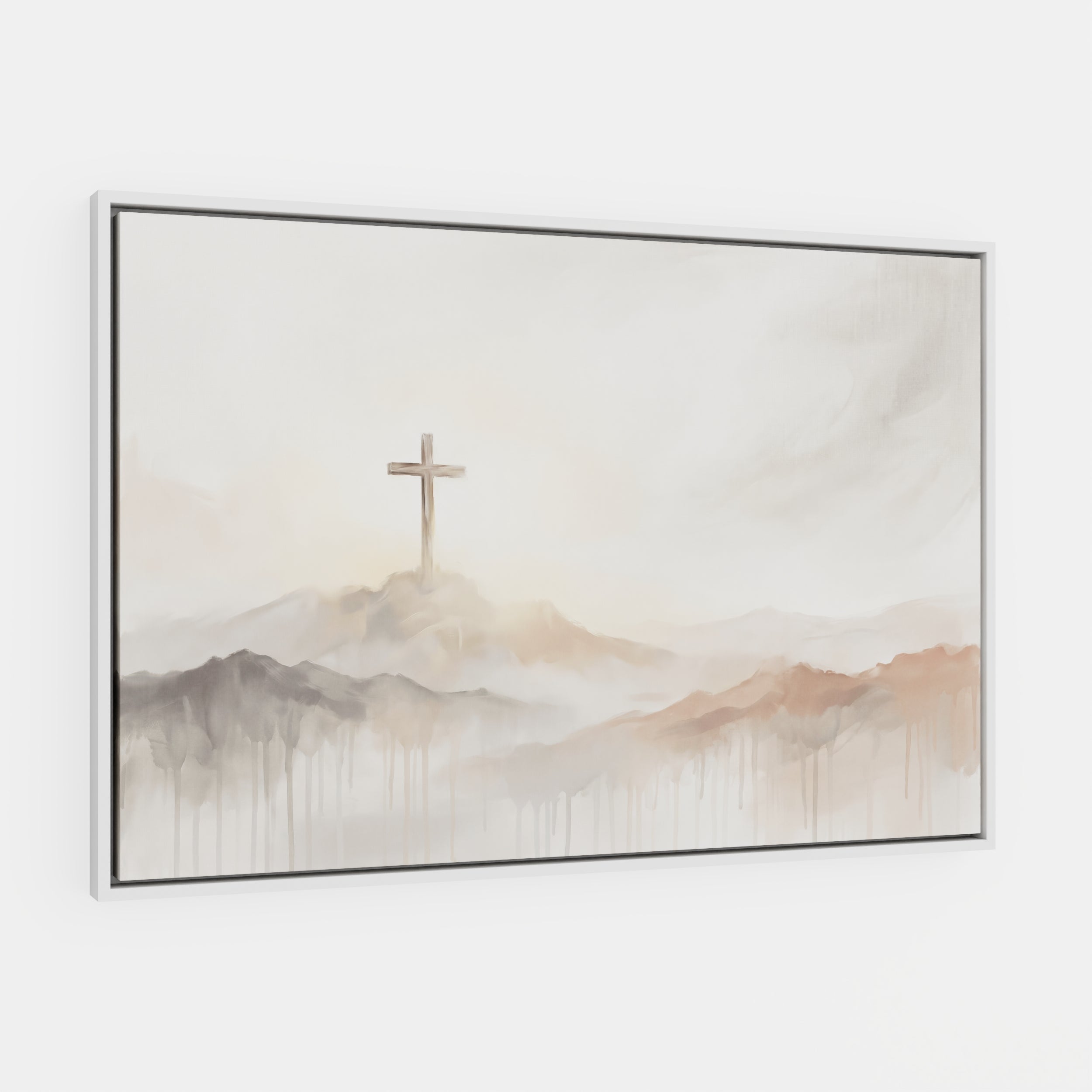 Misty Cross on Mountain - Canvas