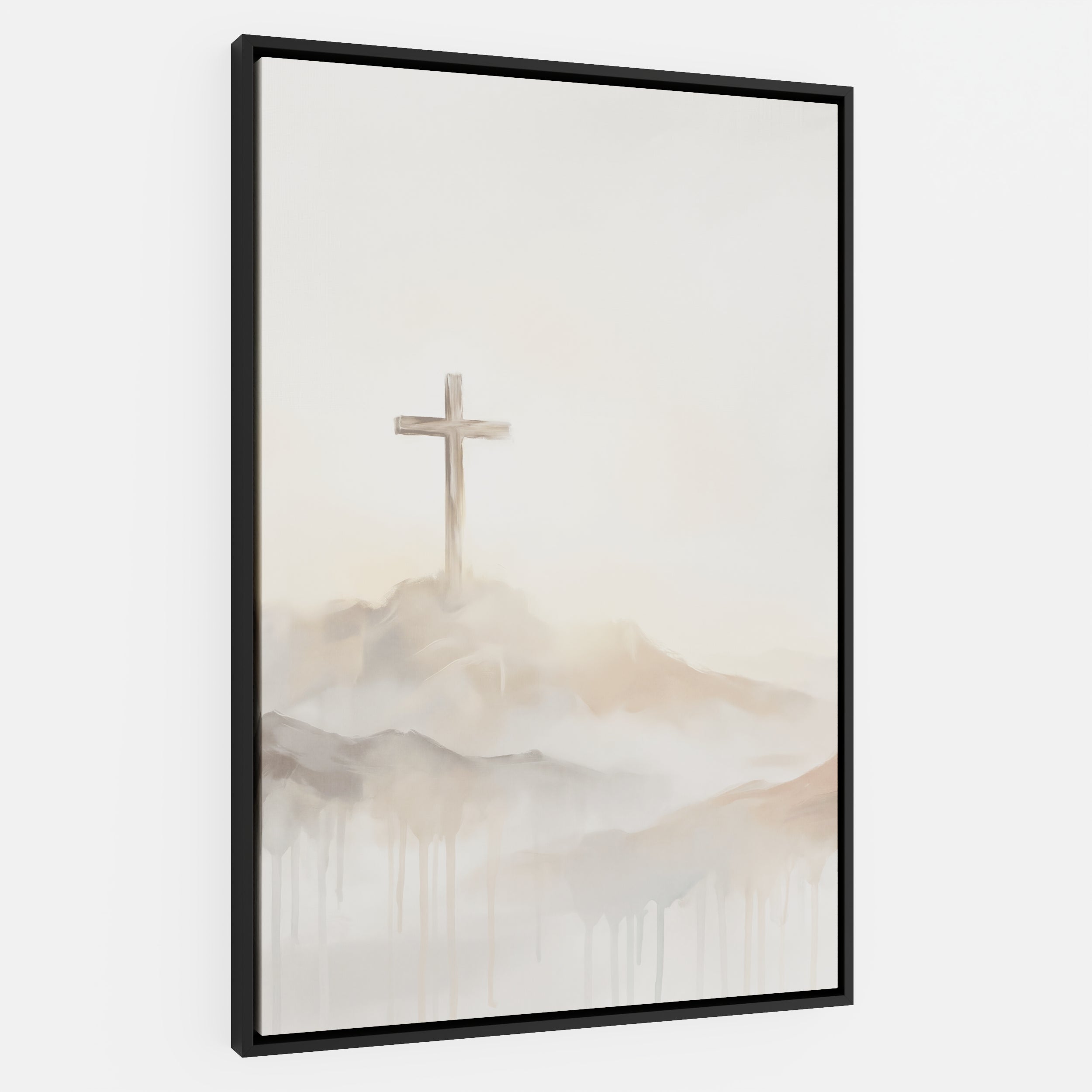 Misty Cross on Mountain - Canvas