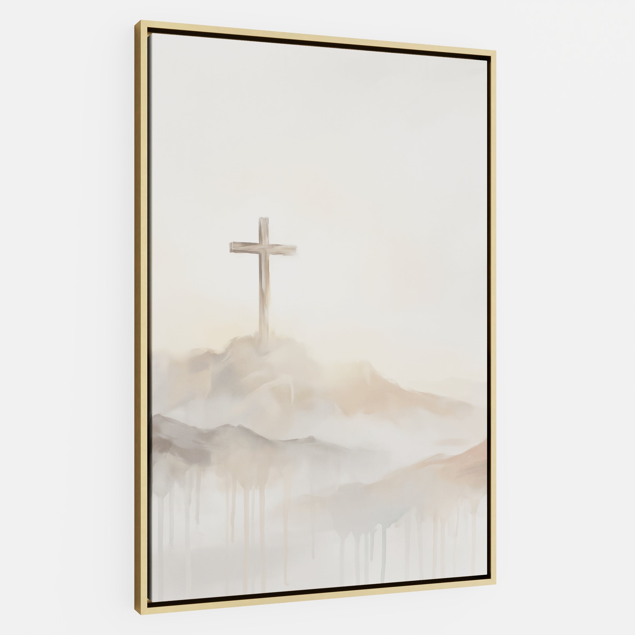Misty Cross on Mountain - Canvas
