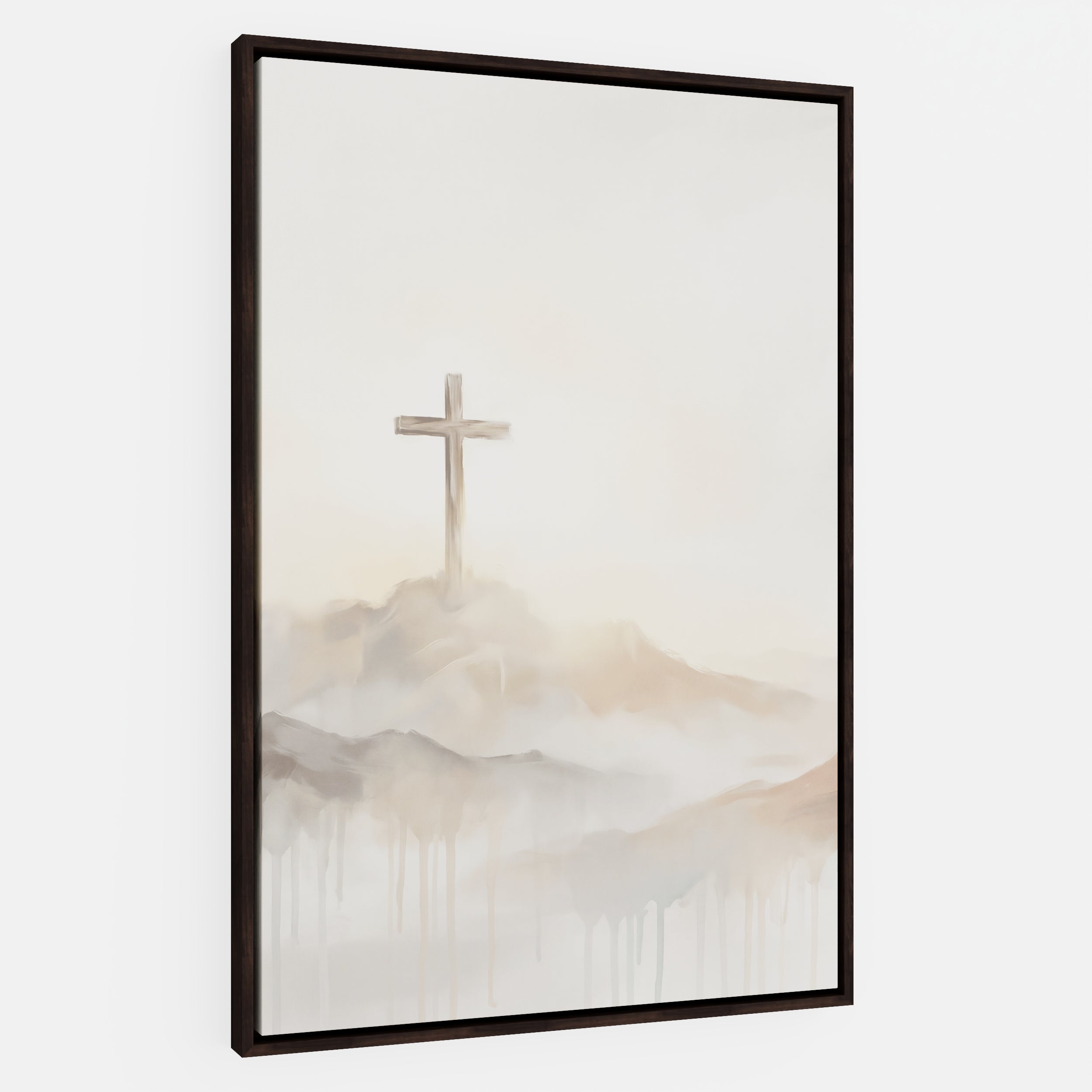 Misty Cross on Mountain - Canvas