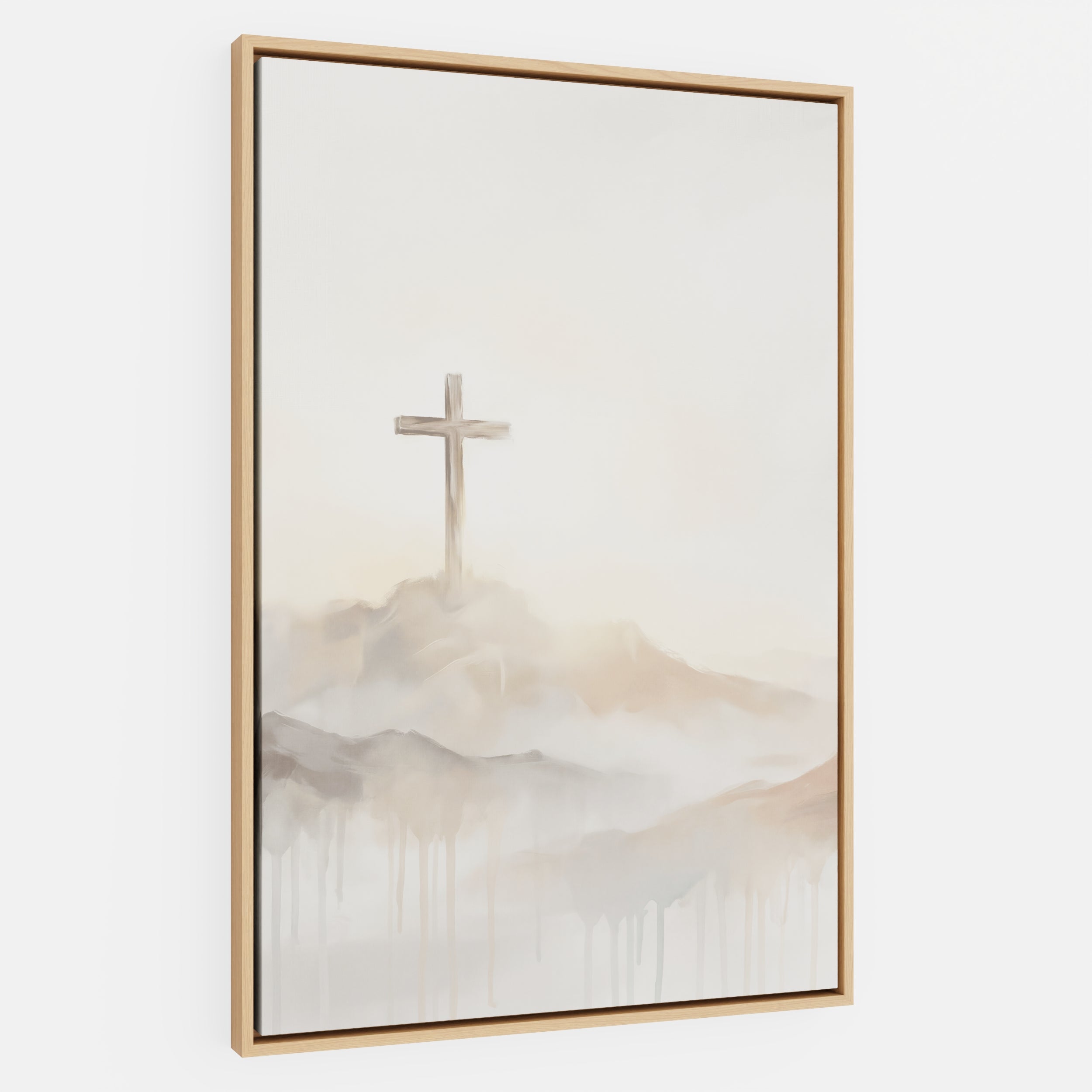 Misty Cross on Mountain - Canvas