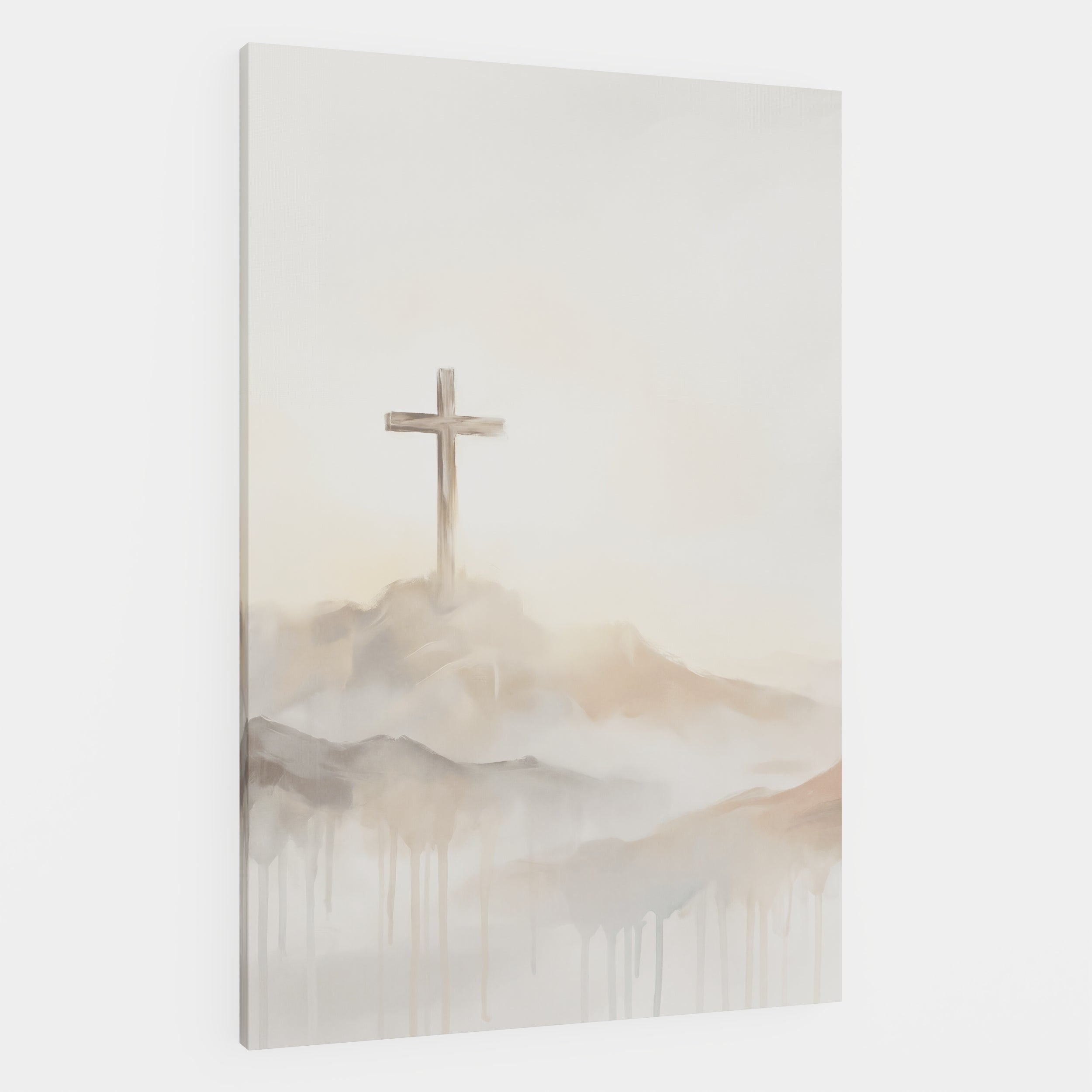 Misty Cross on Mountain - Canvas