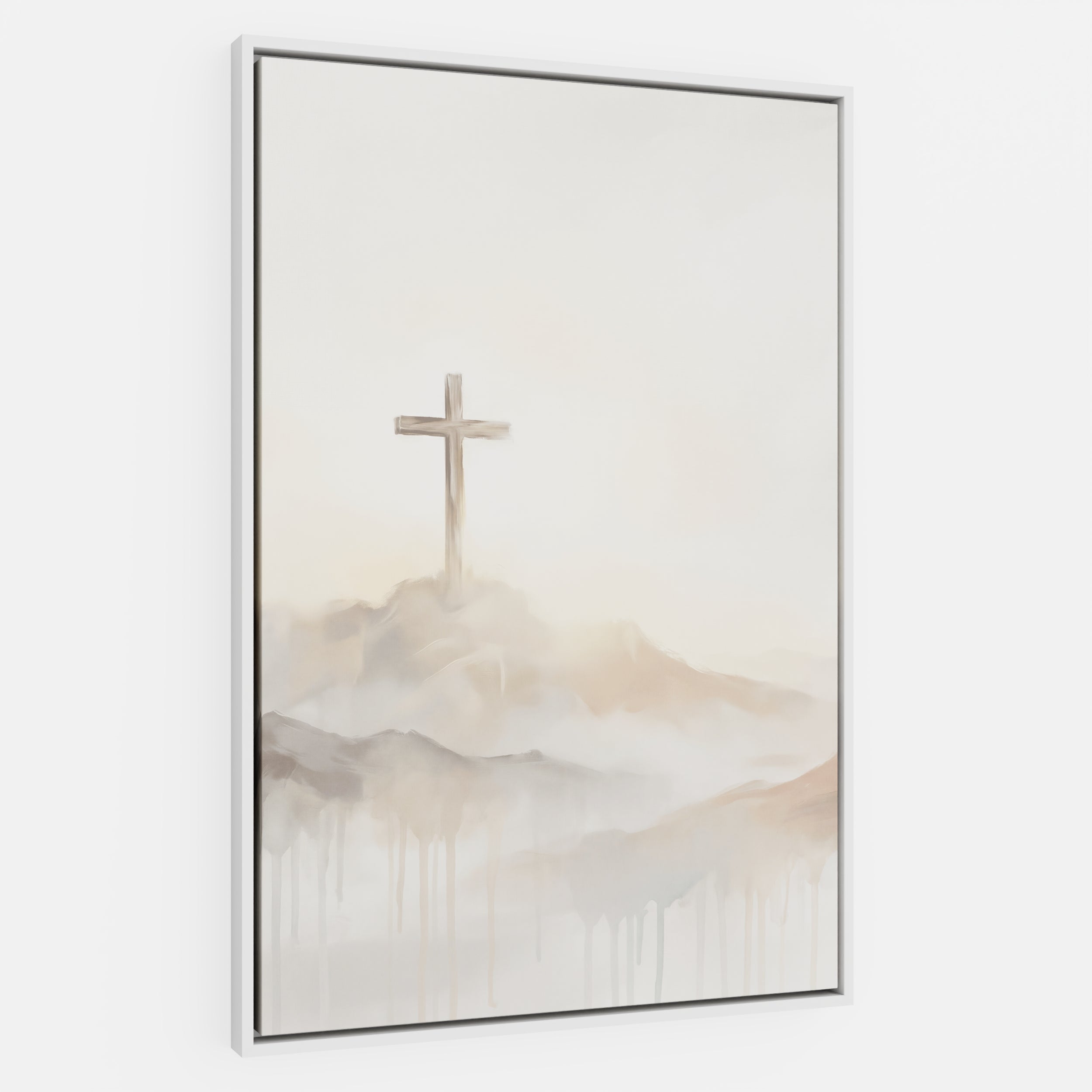 Misty Cross on Mountain - Canvas