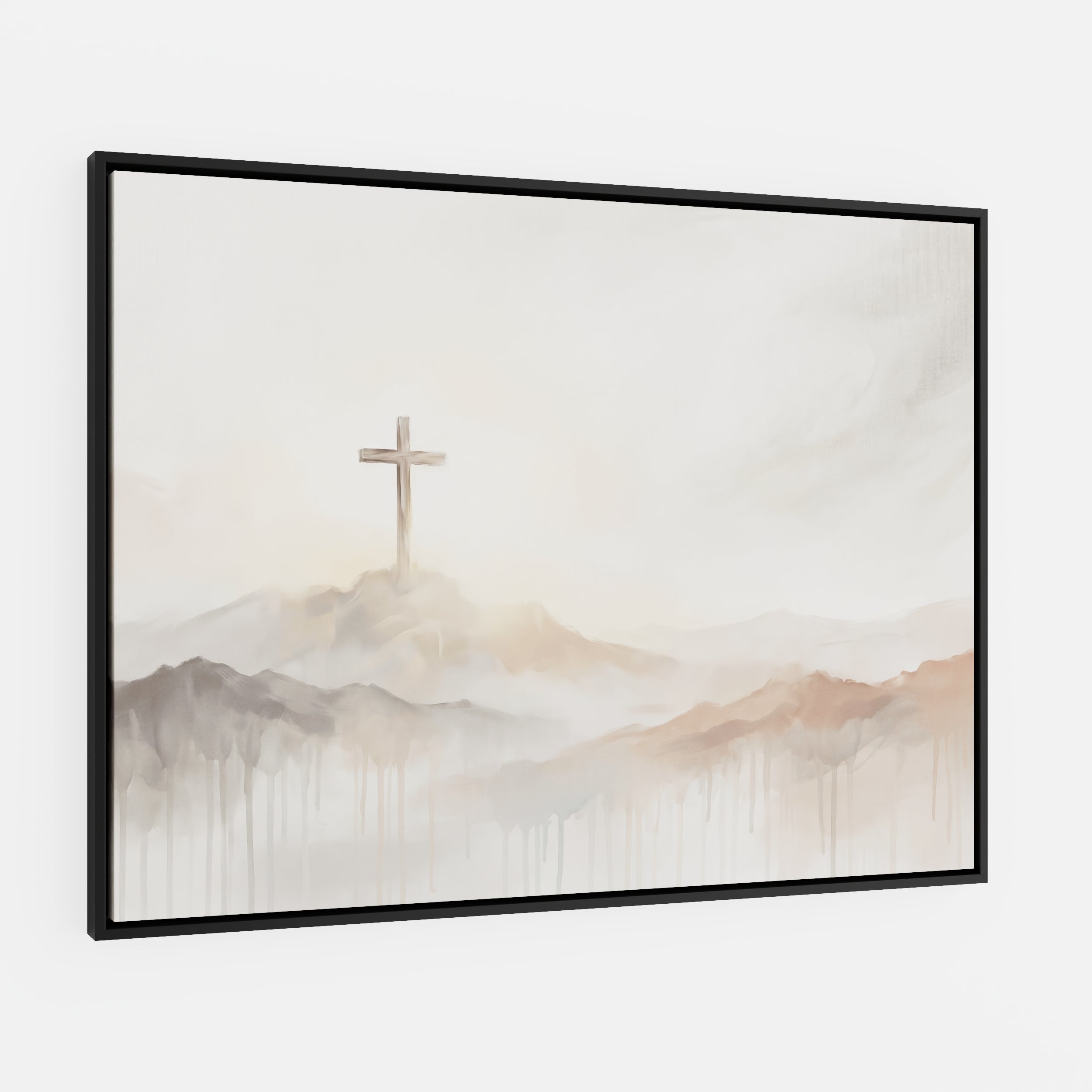Misty Cross on Mountain - Canvas
