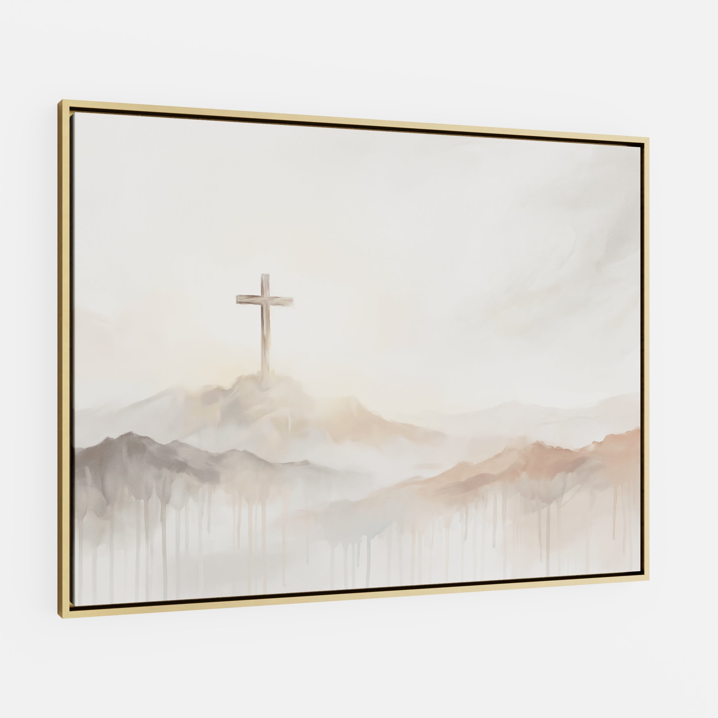 Misty Cross on Mountain - Canvas